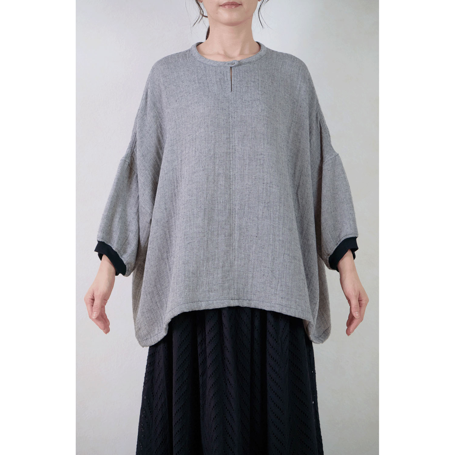 le ciel a tempsdoux  綿シャンブレーダブルガーゼブラウス - 画像3