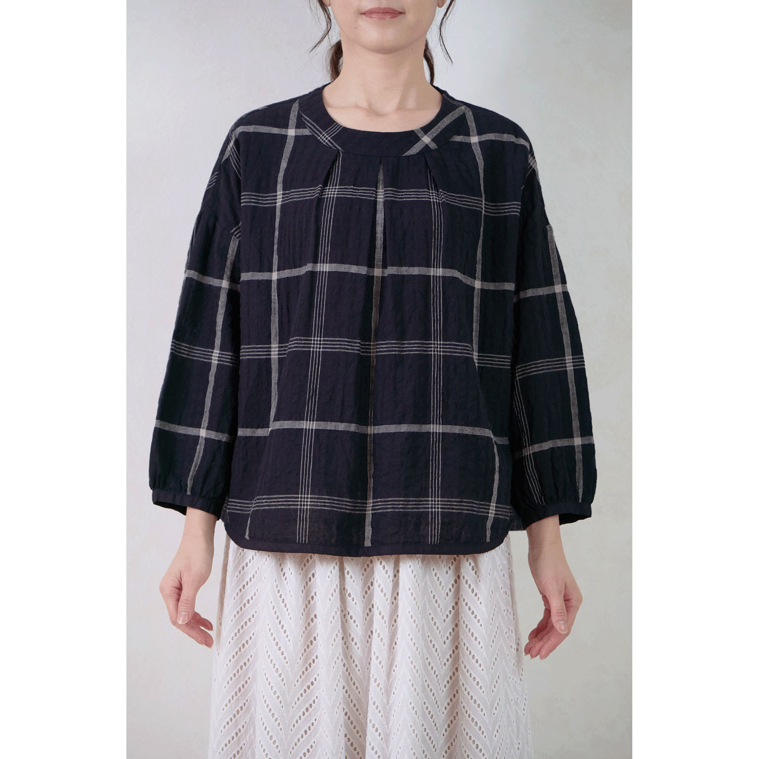 le ciel a tempsdoux 先染めチェックブラウス - 画像1