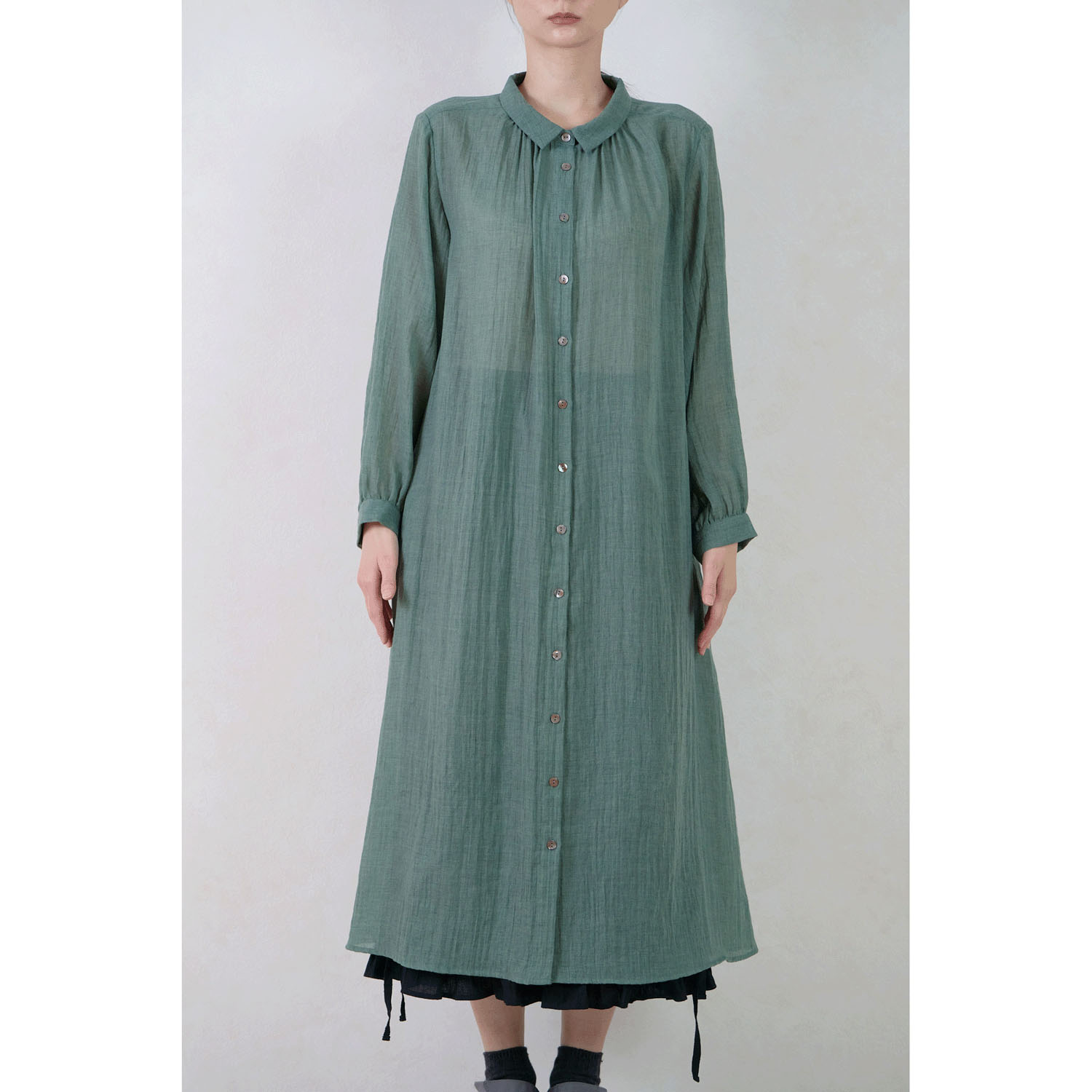 le ciel a tempsdoux 綿混ガーゼシャンブレーワンピース - 画像5