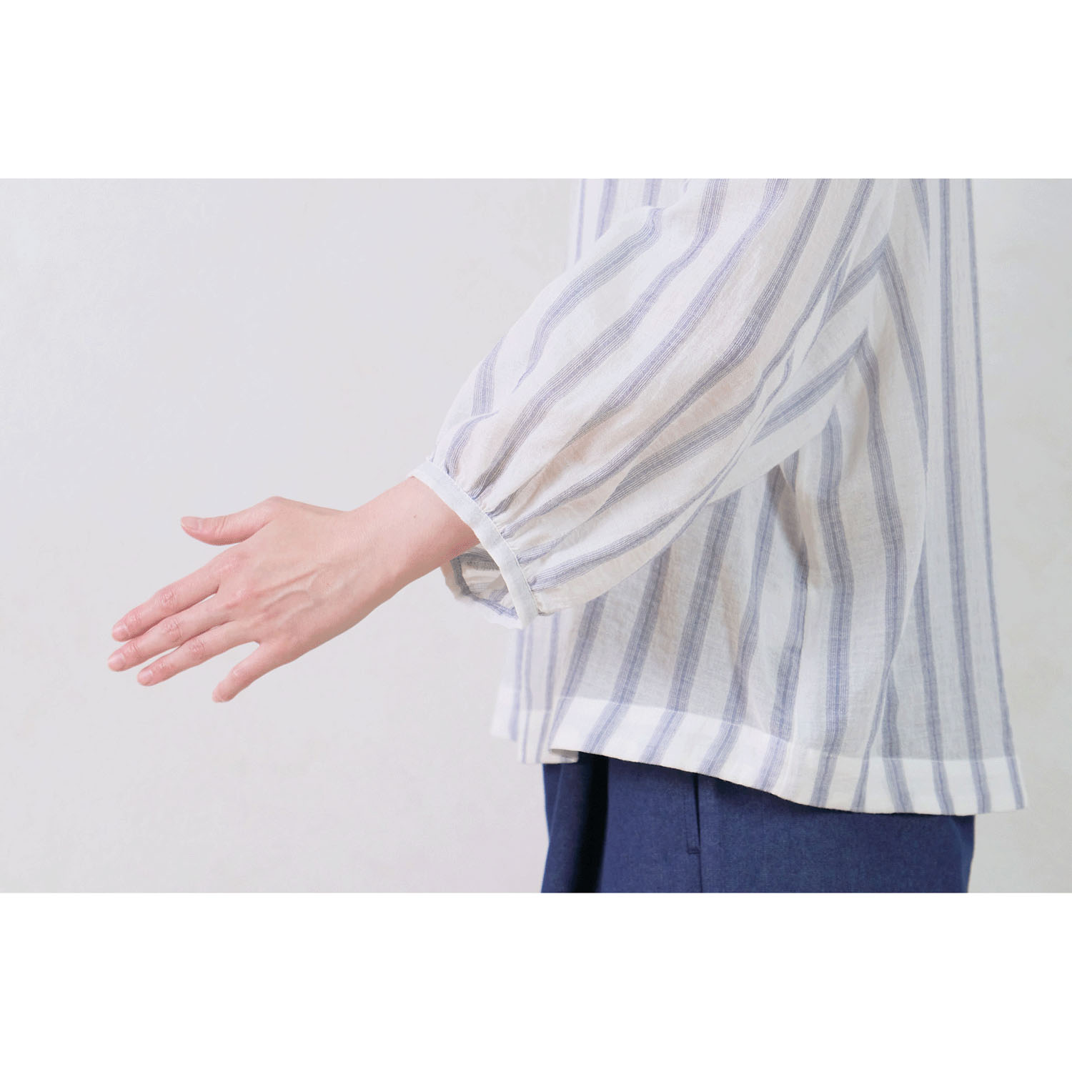 le ciel a tempsdoux 先染めストライプブラウス - 画像9