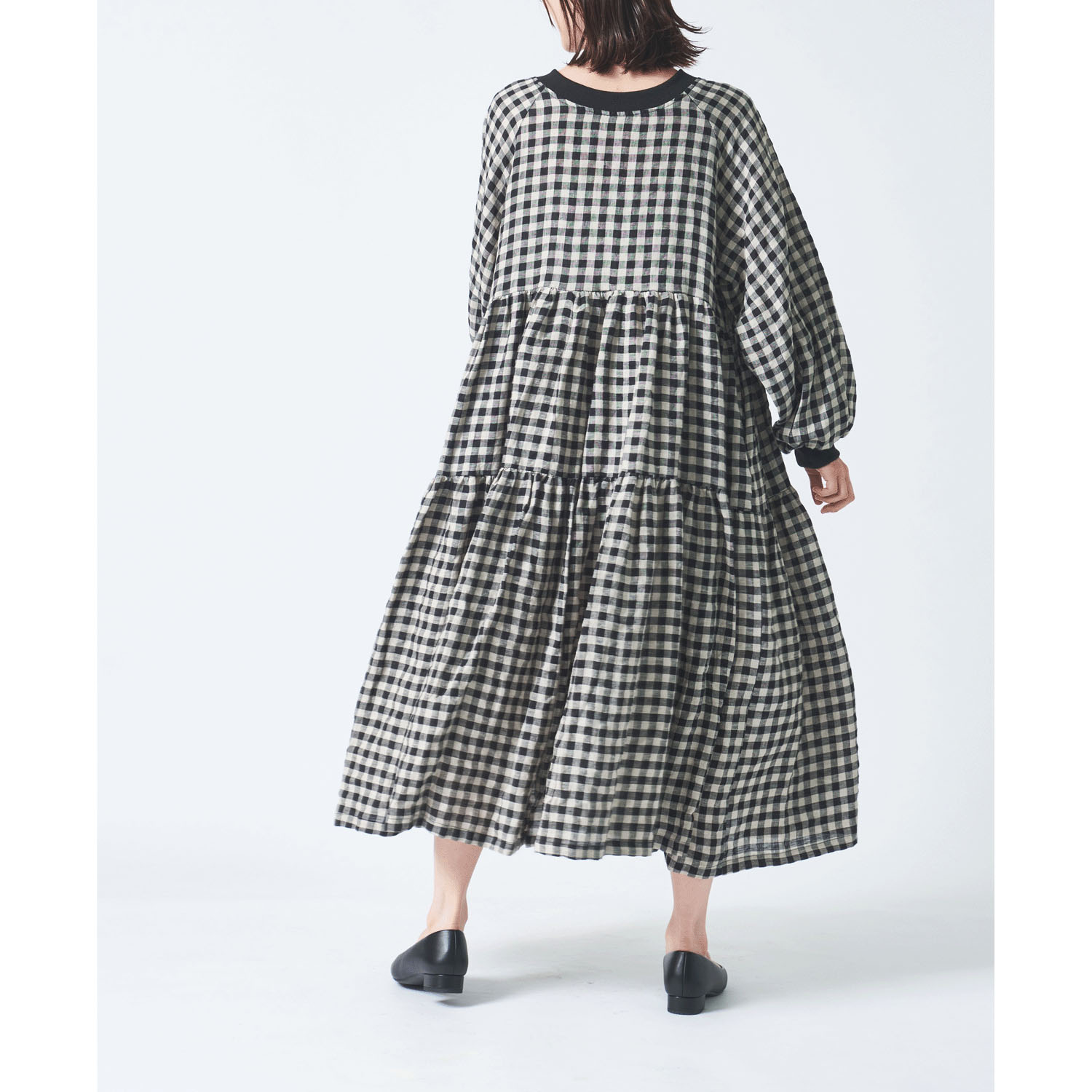 ubasoku リブ付きラグラン袖3段切替2ウェイティアードワンピース - 画像4