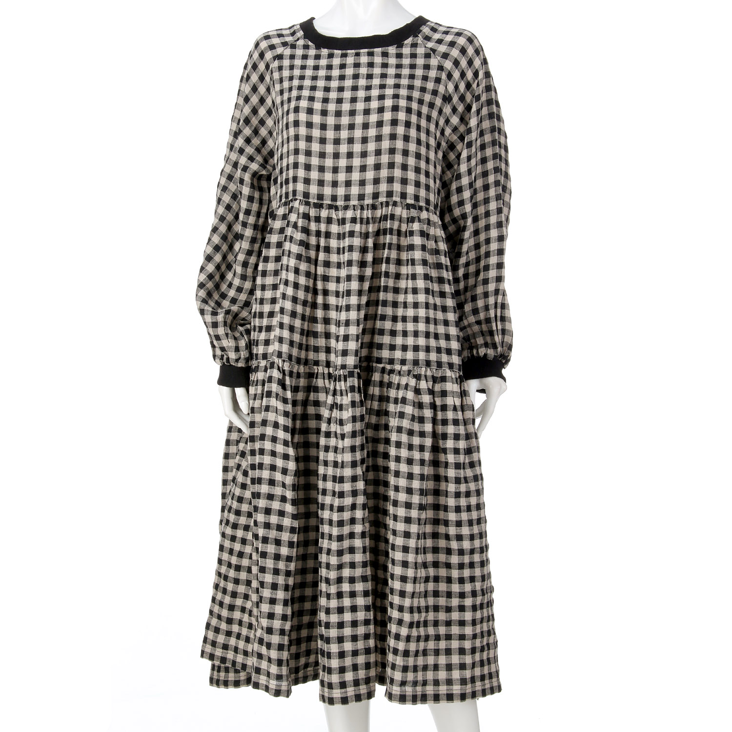 ubasoku リブ付きラグラン袖3段切替2ウェイティアードワンピース - 画像7