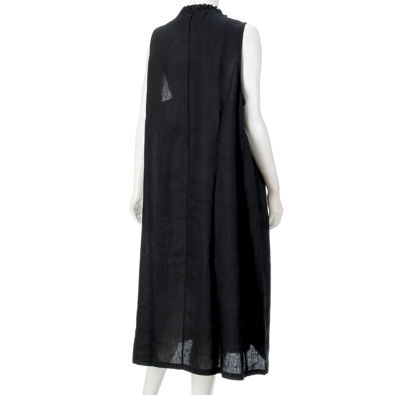 ubasoku 衿フリル途中比翼ウエストギャザー両サイドポケットノースリワンピース - 画像6