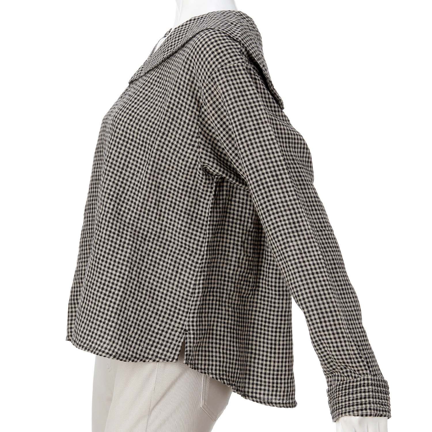 ubasoku 大衿・折返し袖ピンタック加工セーラー衿長袖ブラウス - 画像5