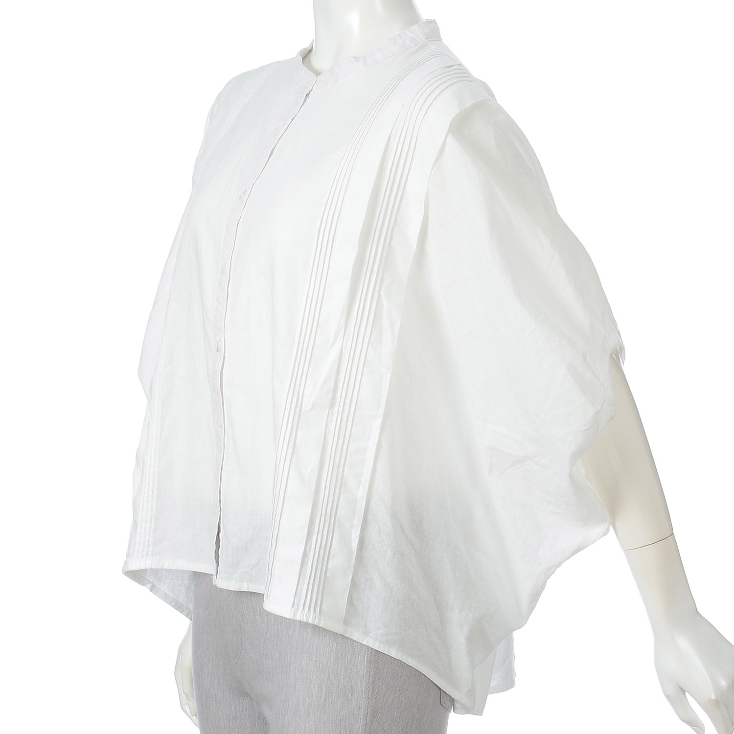 ubasoku バンドカラー縦ピンタック加工本貝釦プルオーバー - 画像7