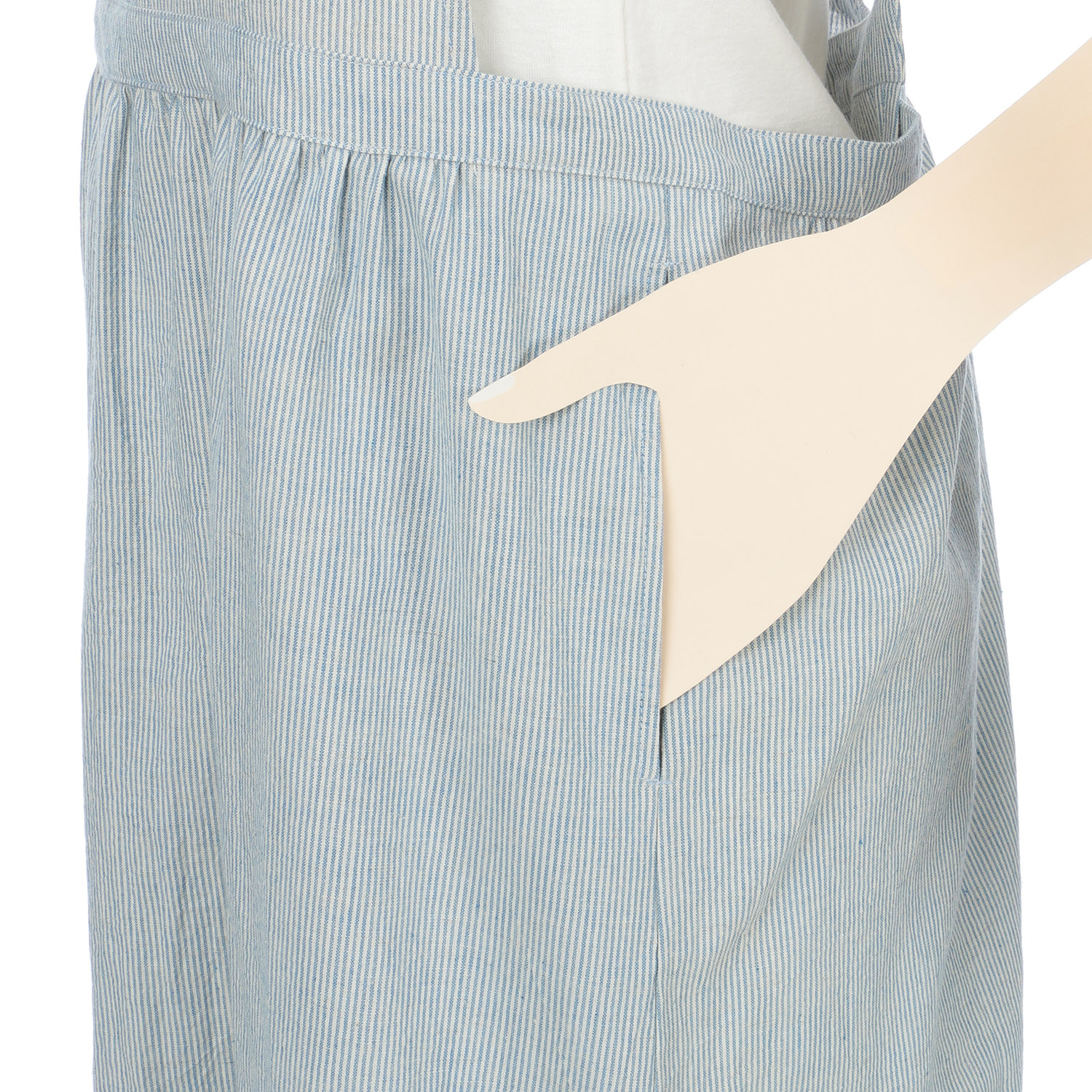 【ETONET限定】homeworking 綿麻ダンガリーギャザークロスエプロン - 画像6