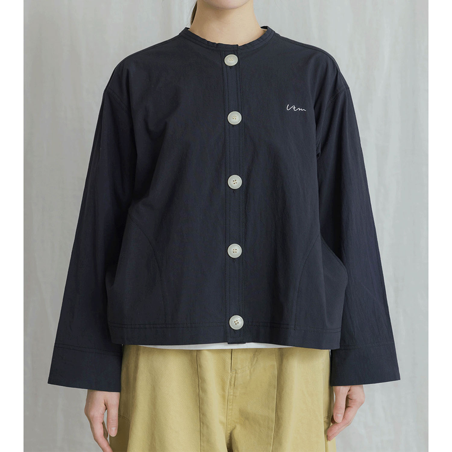 【新ブランド】VAMU ノーカラーシャツブルゾン - 画像2