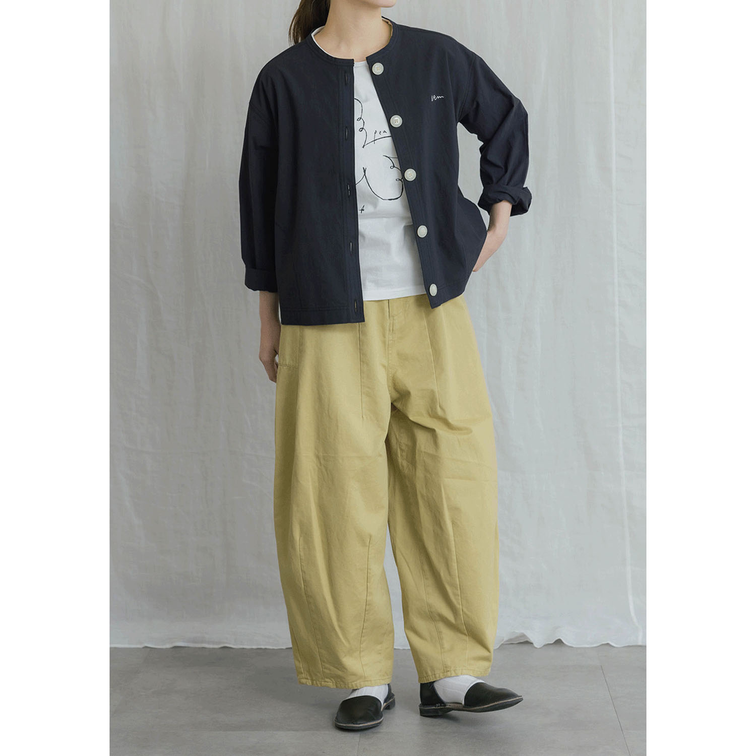 【新ブランド】VAMU ノーカラーシャツブルゾン - 画像3