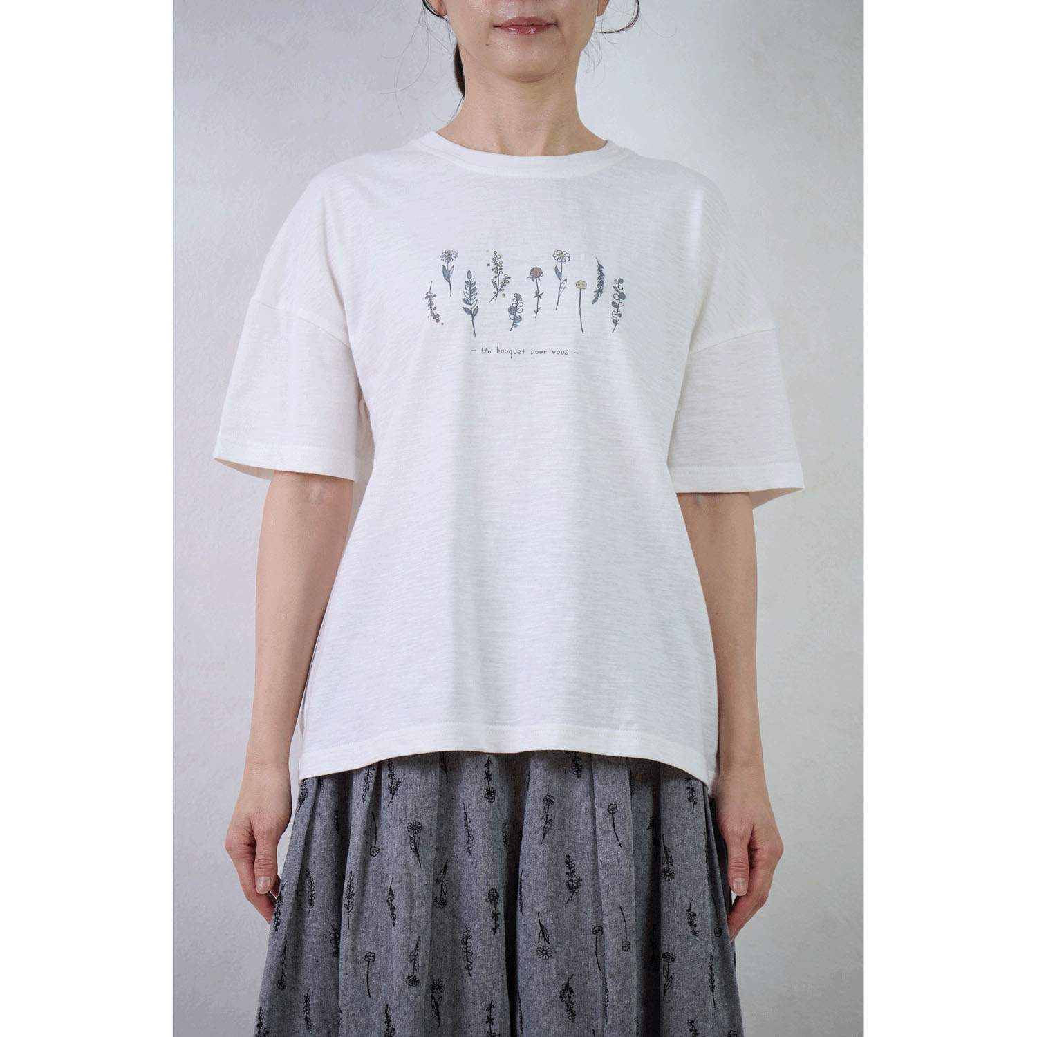le ciel スラブ天竺 植物柄プリントTシャツ - 画像2