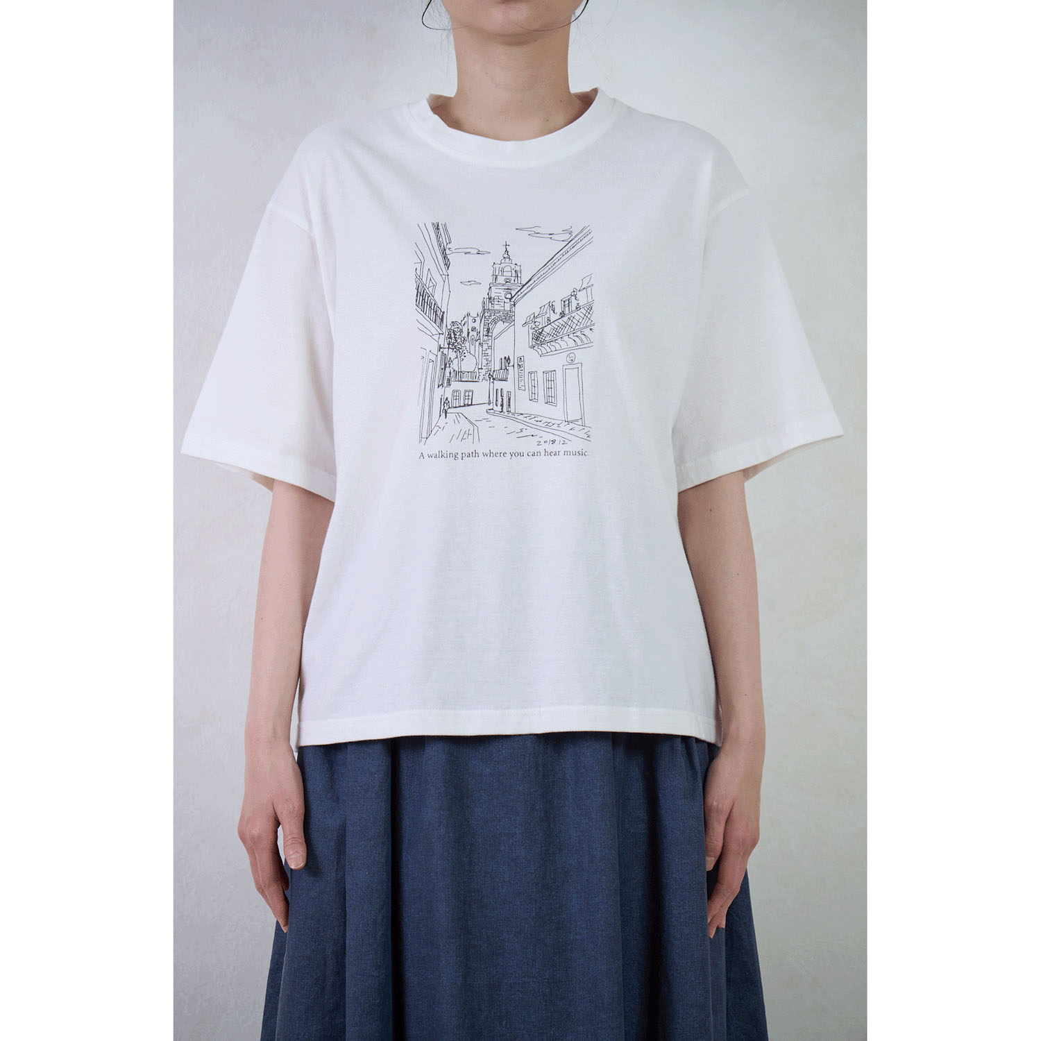 le ciel de demain ソフト天竺街並みイラストTシャツ
