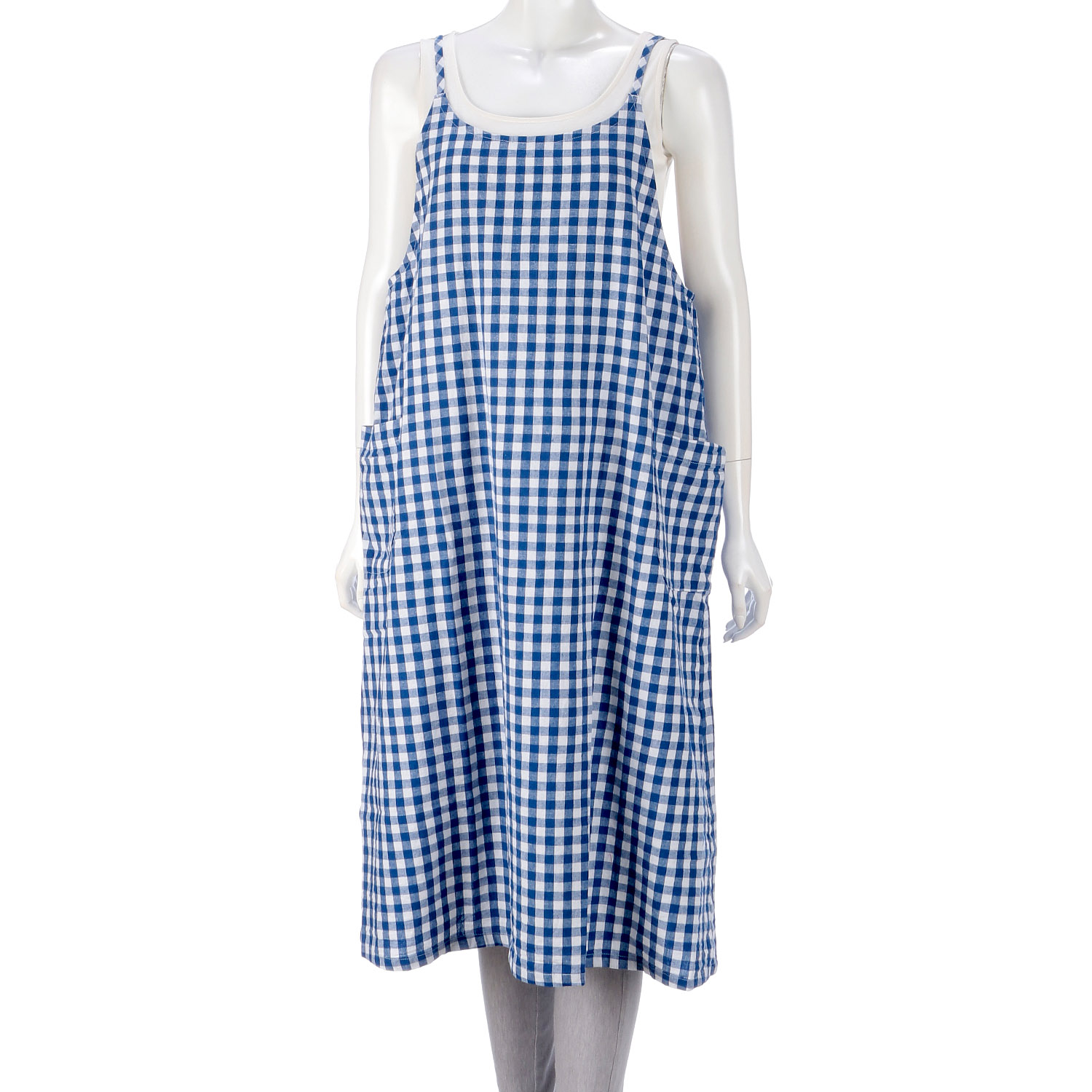 【ETONET限定】homeworking ギンガムギャザーエプロンワンピース - 画像8