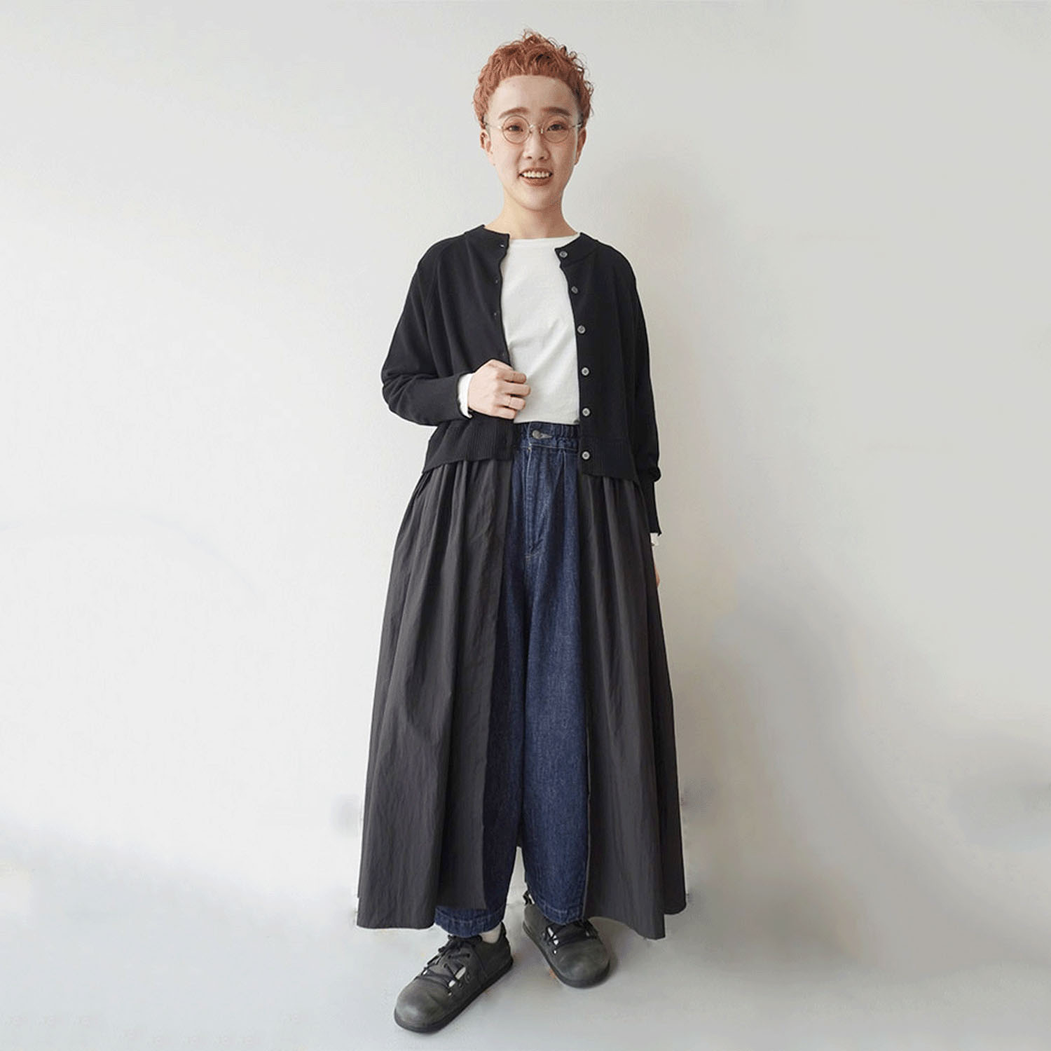 mao made 異素材切替2WAYロングカーディガン - 画像5