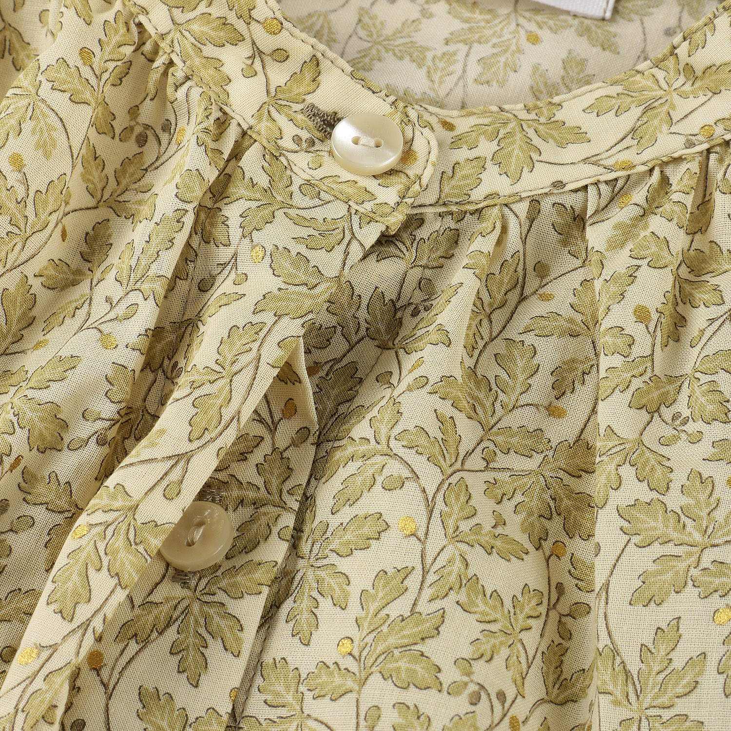 homeworking ボイルリーフ＆ドットプリント 比翼ギャザーブラウス - 画像5