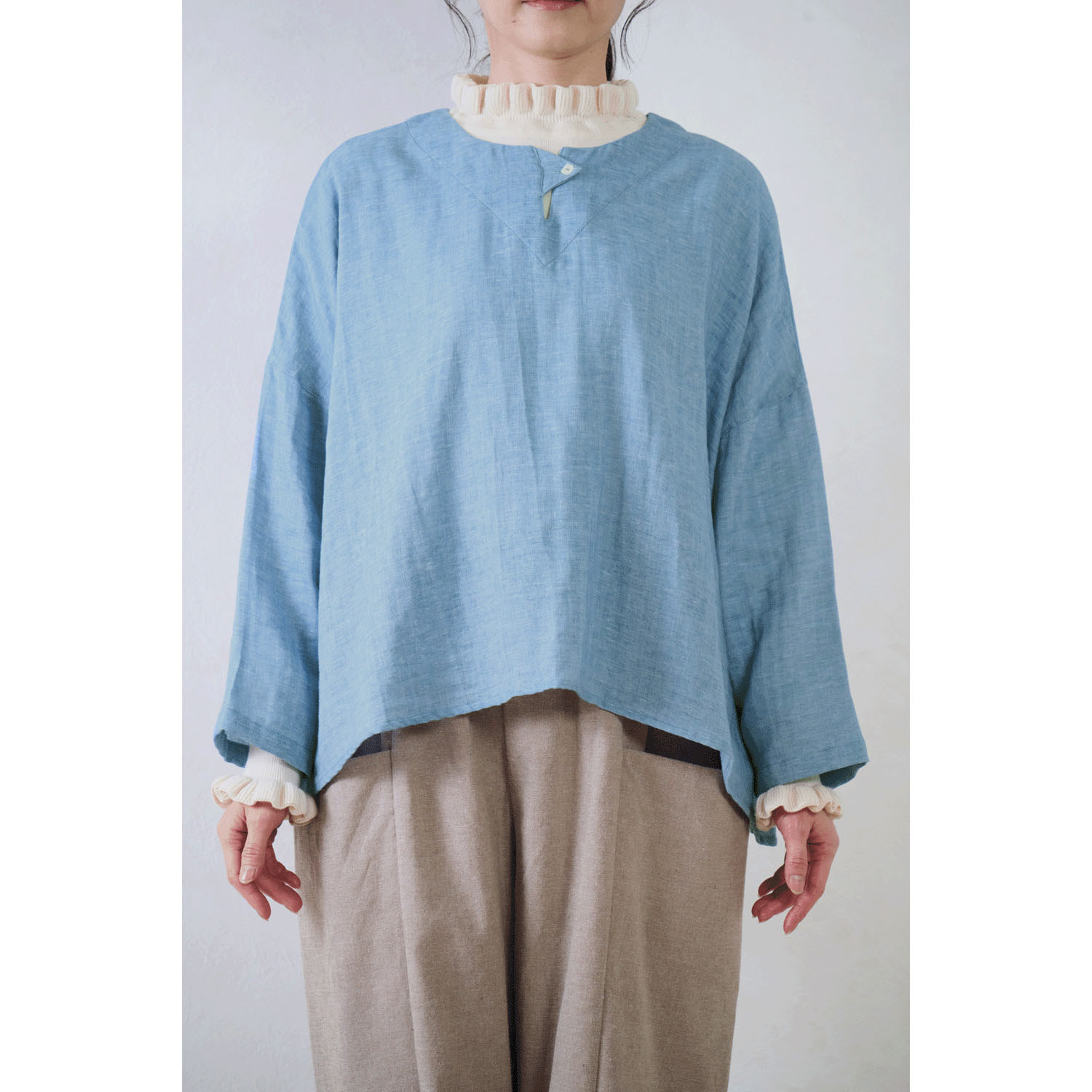 Le ciel a tempsdoux ガーゼシャンブレーブラウス - 画像1