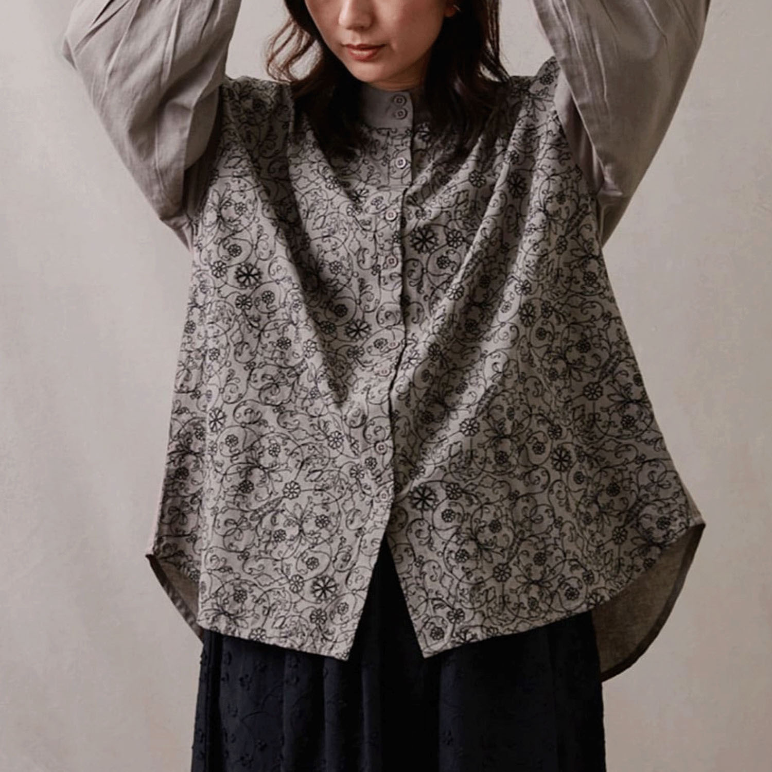 teMite フロント刺繍シャツチュニック - 画像2