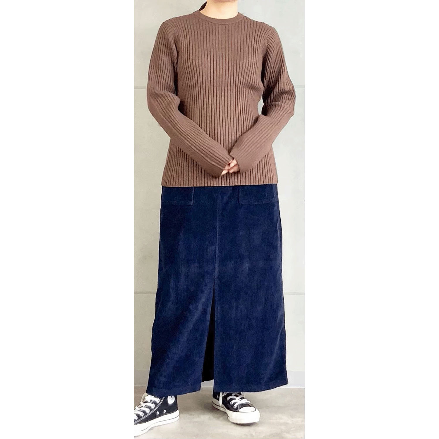 【Insta Live】AUG クルーネックリブニット - 画像1