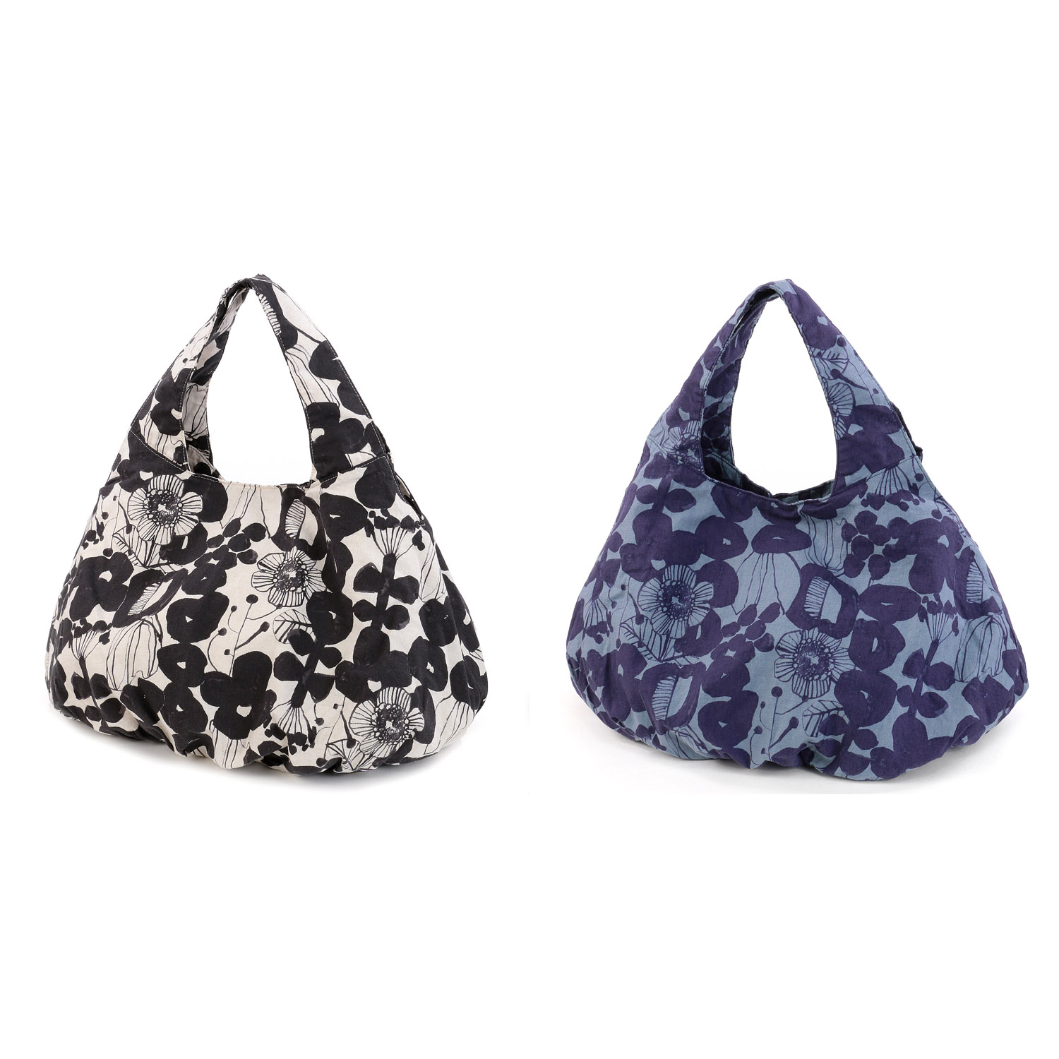 homeworking ボタニカル柄ギャザーバッグ