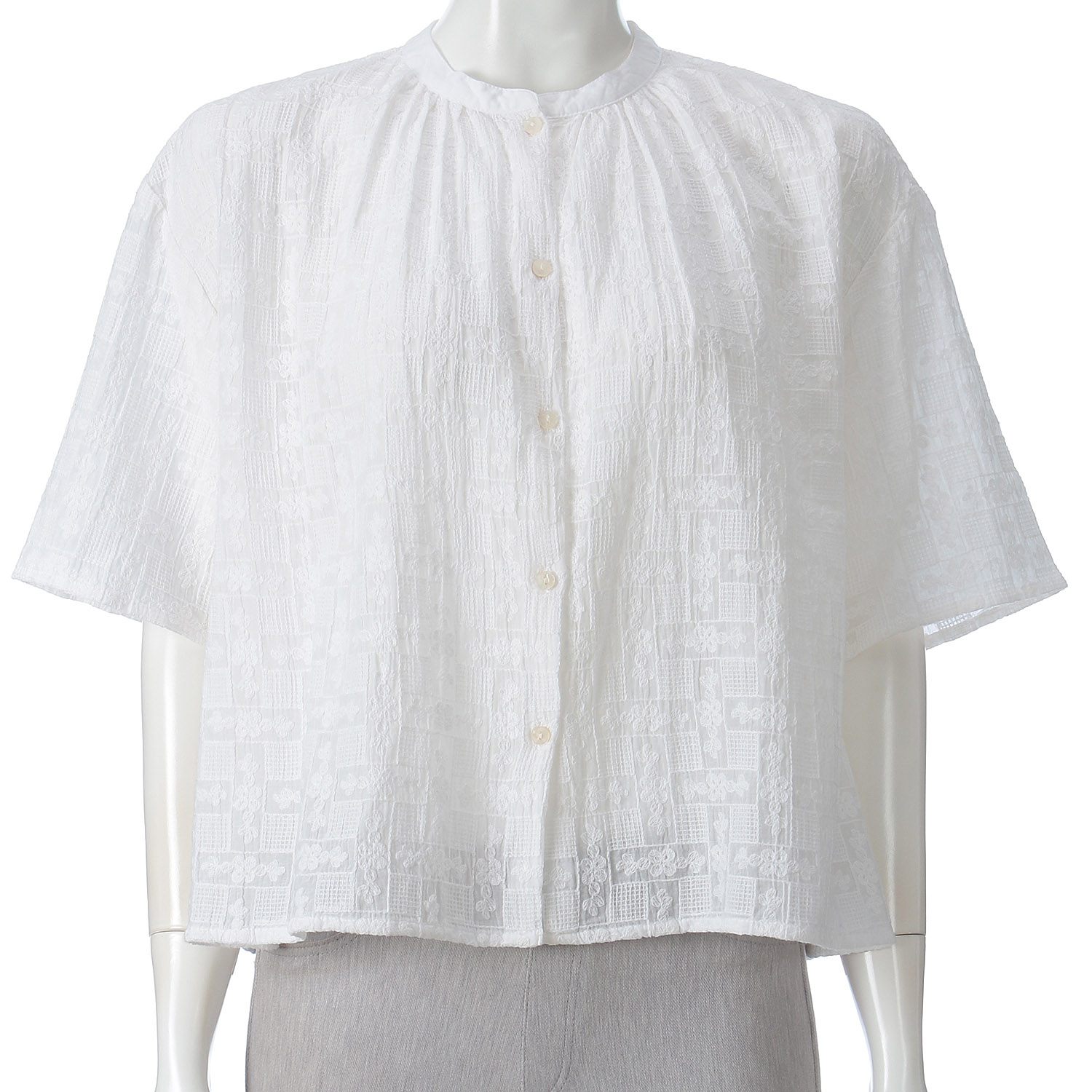 Fanaka シアー総刺繍前開きブラウス - 画像4