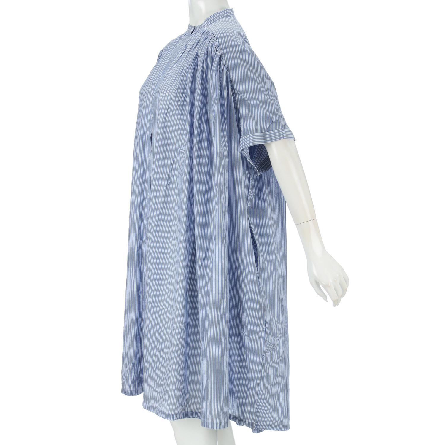 Fanaka 先染めギャザー前開きワンピース - 画像5