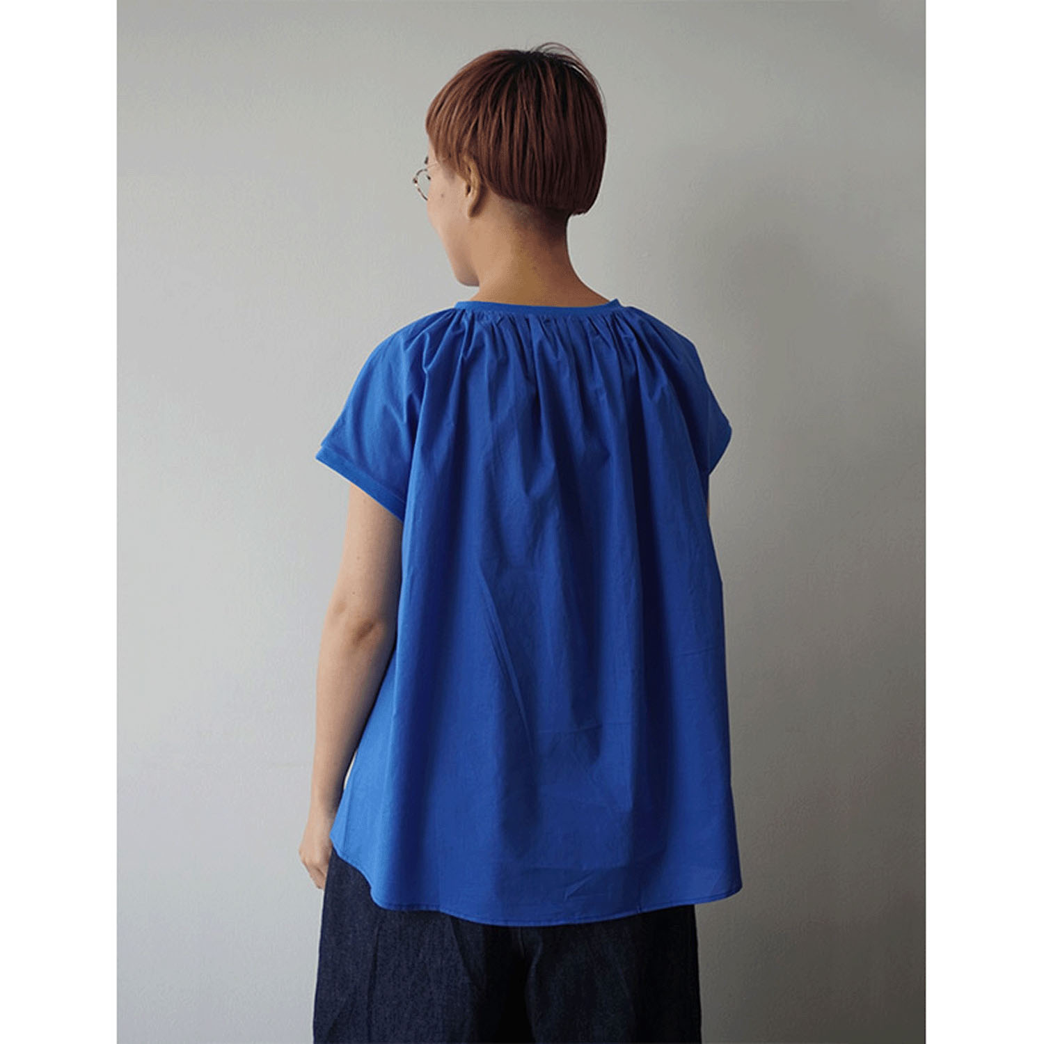 mao made布帛切替バックギャザーフレンチスリーブTEE - 画像1