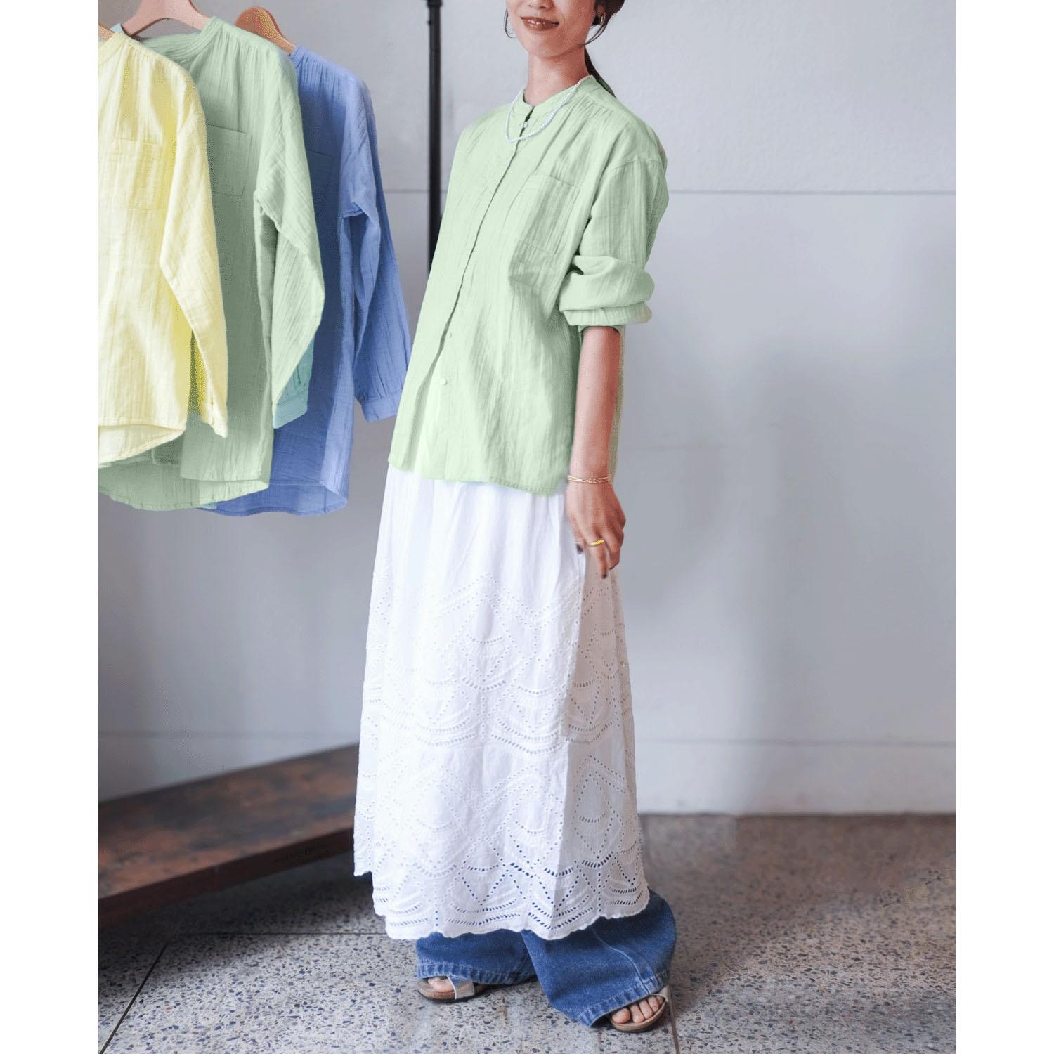 Fanaka ダブルガーゼシャツブラウス - 画像13