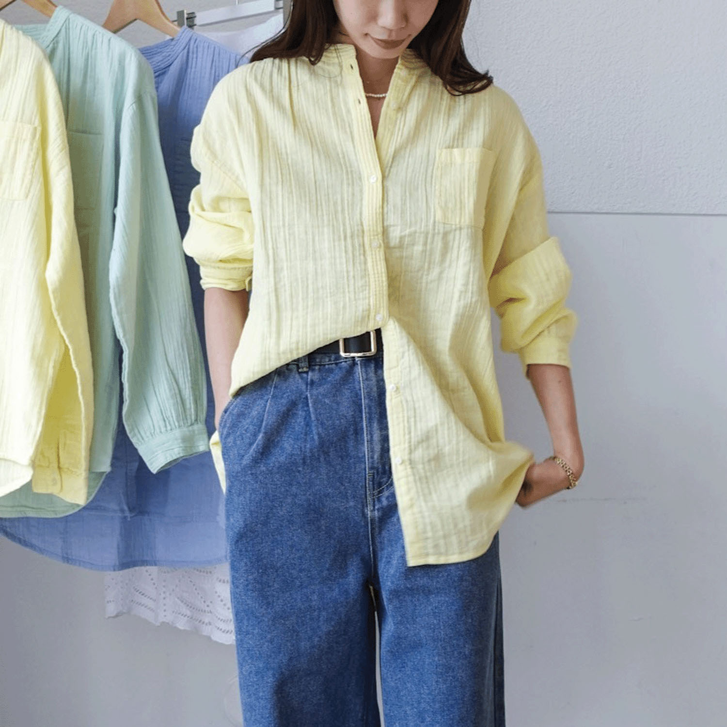 Fanaka ダブルガーゼシャツブラウス