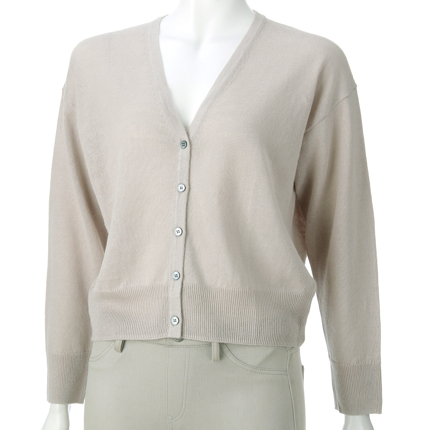 mao made Vネッククロップド丈カーディガン