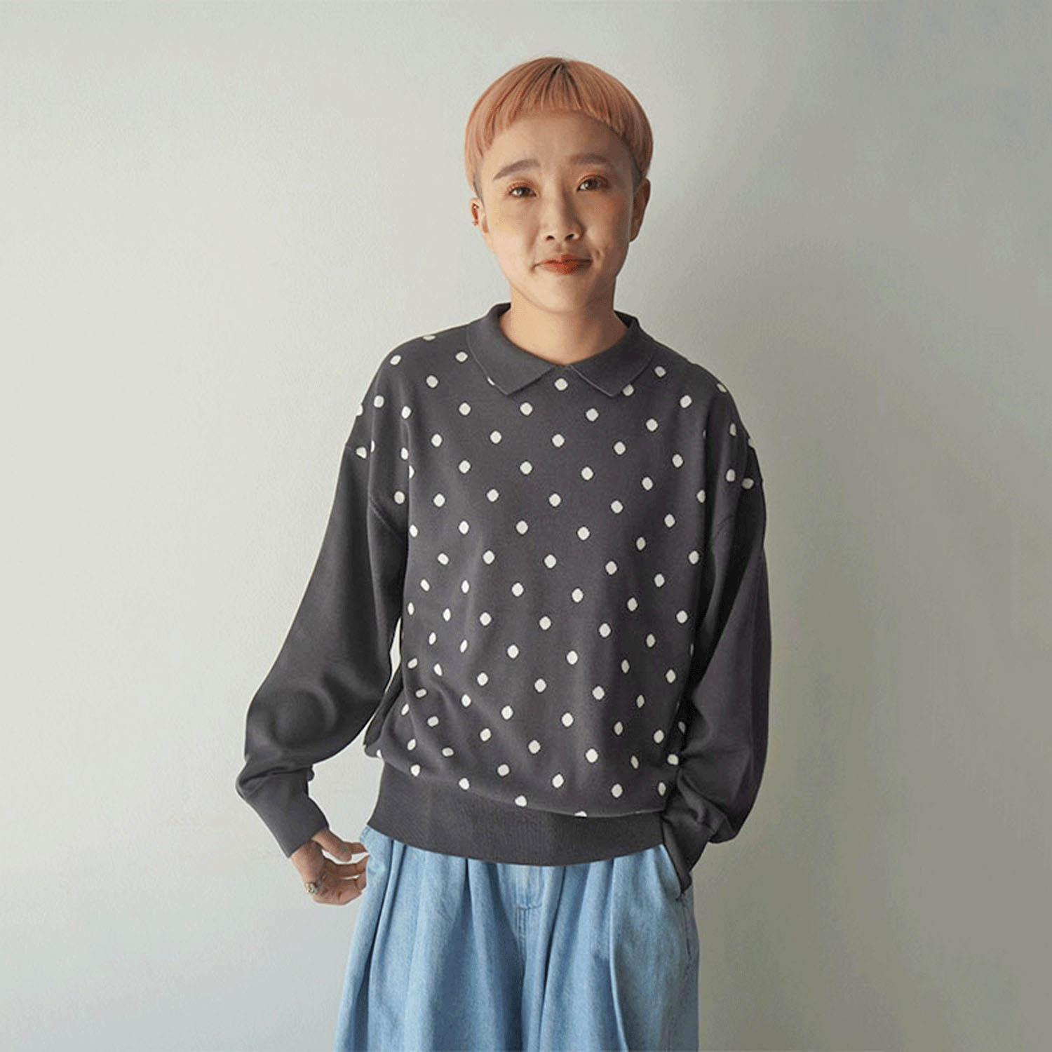 【Insta Live】mao made ちょこっと衿ドットWジャカードプルオーバー - 画像2