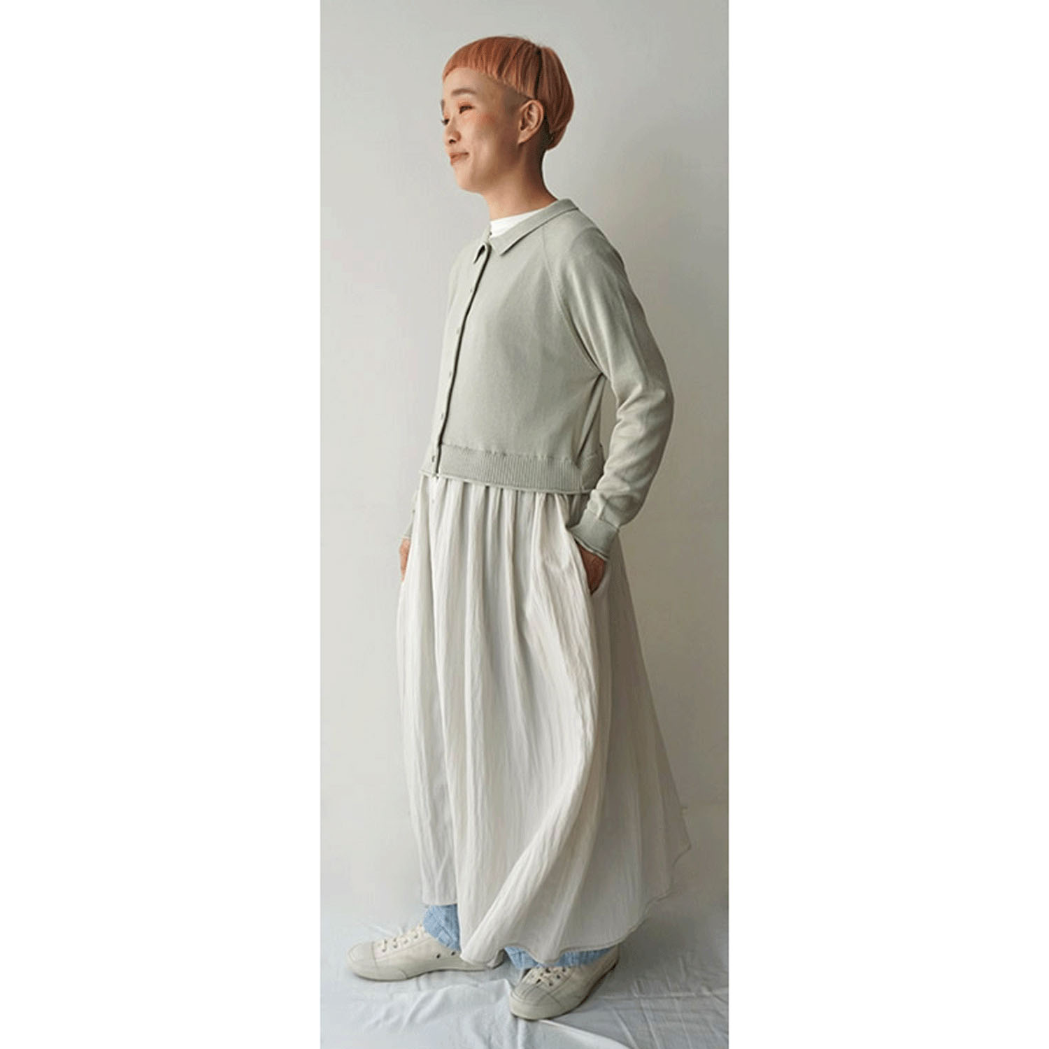 【Insta Live】mao made 衿付きカーデ＋ひらひらスカートロングカーディガン - 画像3