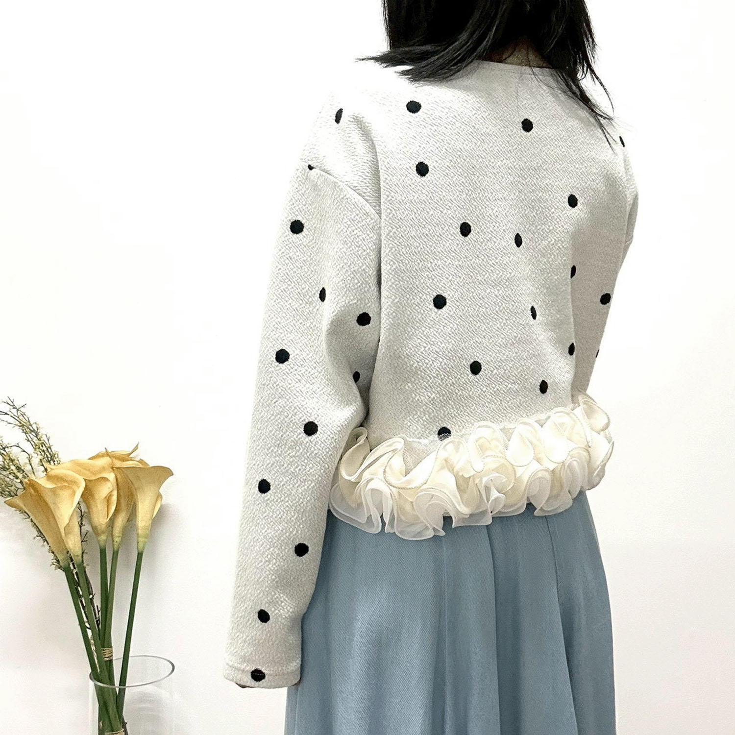 MONiLE ドットジャカード裾フリルトップス - 画像6