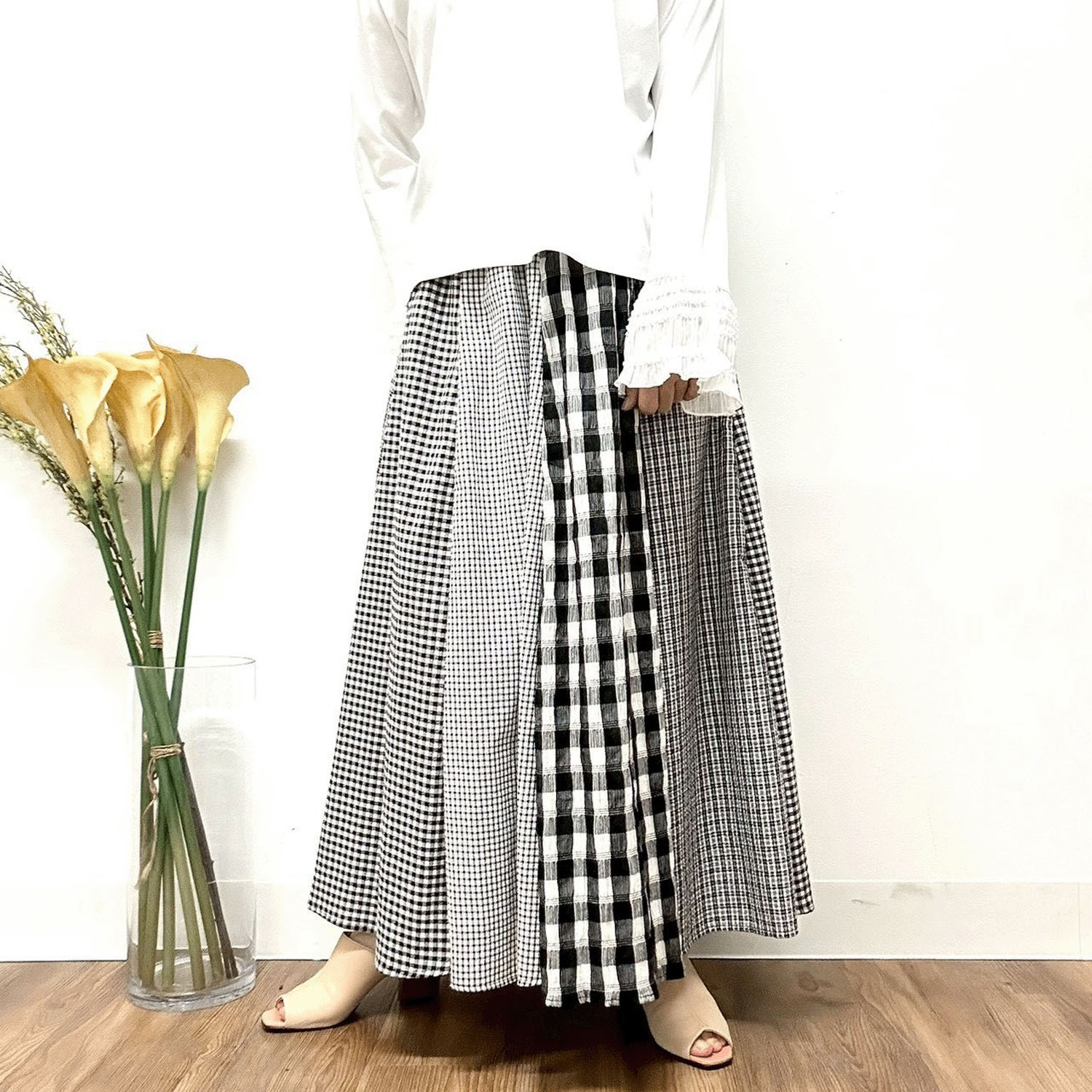 MONiLE サッカーチェック柄組み合わせスカート