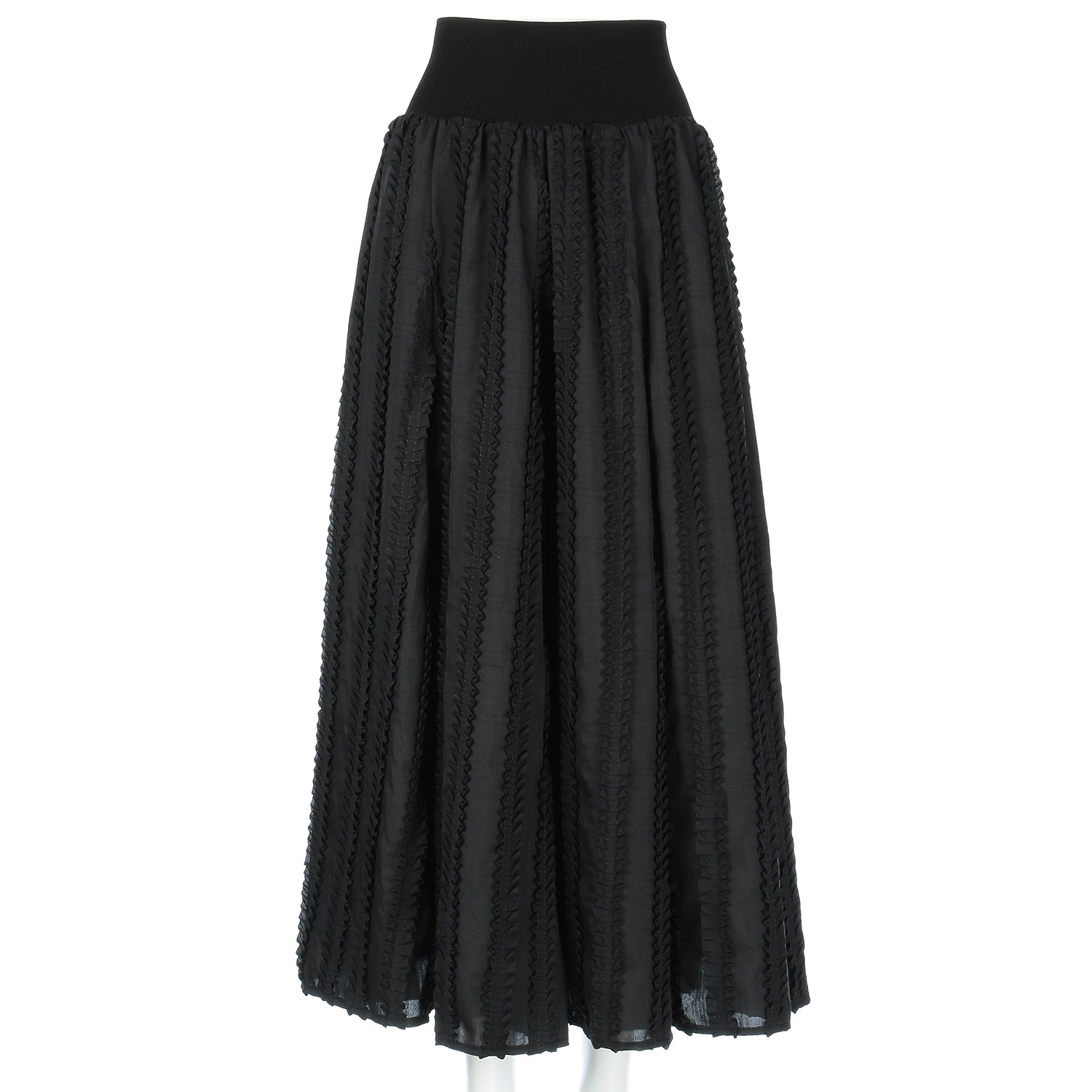 MONiLE フリルストライプフレアースカート - 画像4