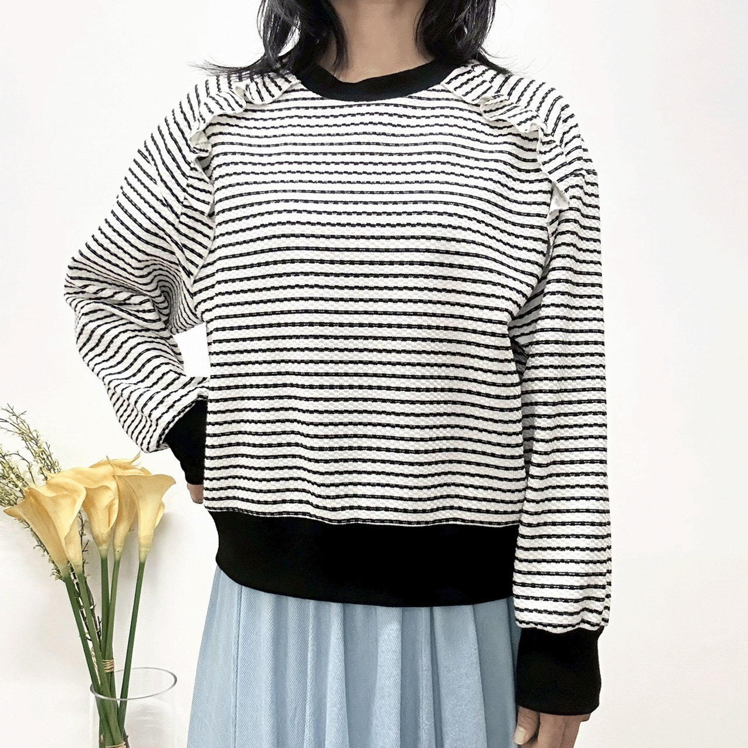 MONiLE ワッフルボーダーカットソー