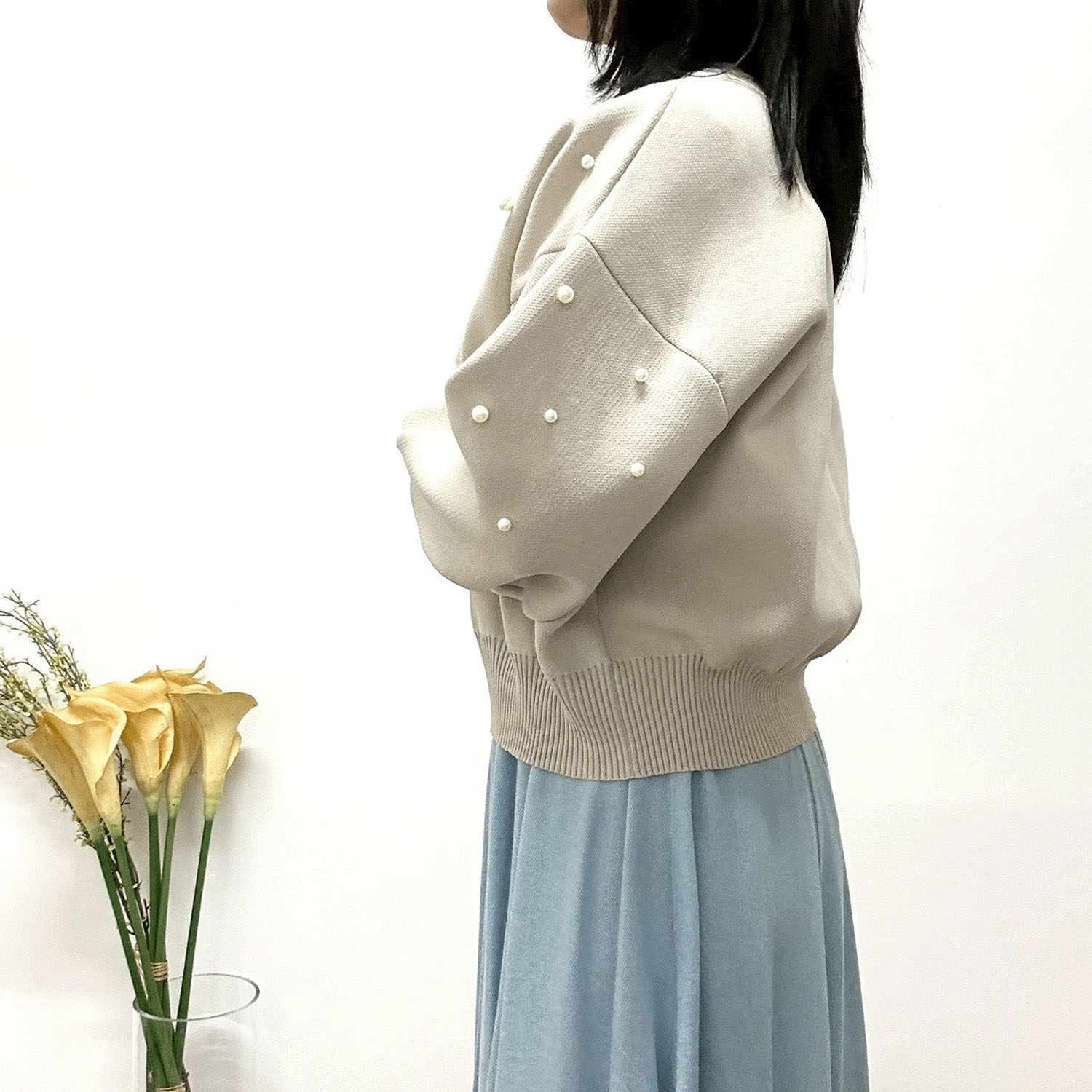 MONiLE パール付きロゴジャカードニット - 画像8