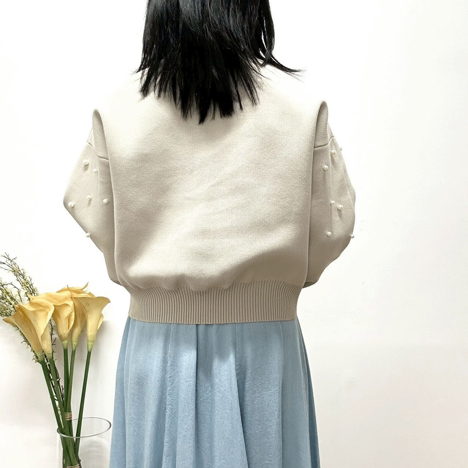 MONiLE パール付きロゴジャカードニット - 画像9