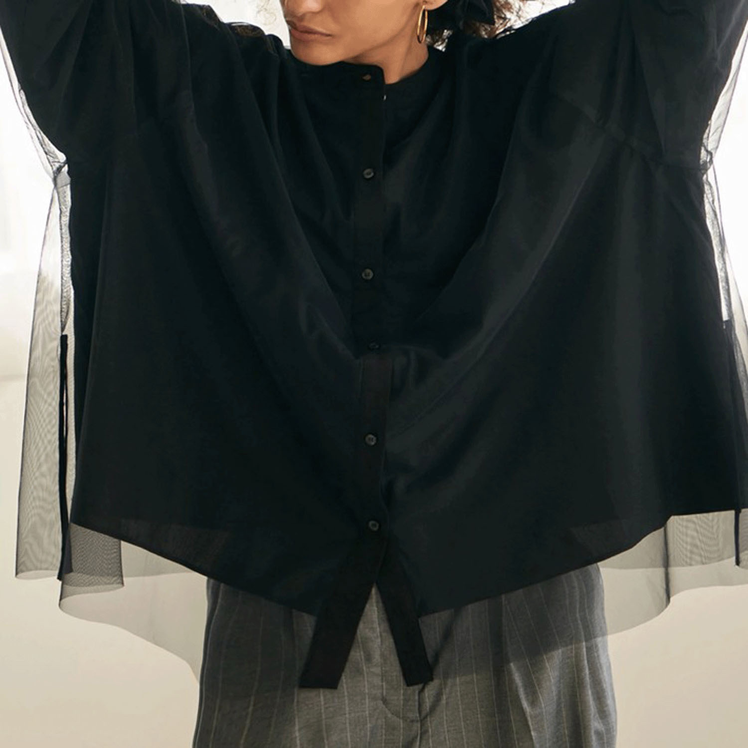 【Insta Live】Brown＆Street チュールレイヤードシャツブラウス - 画像13