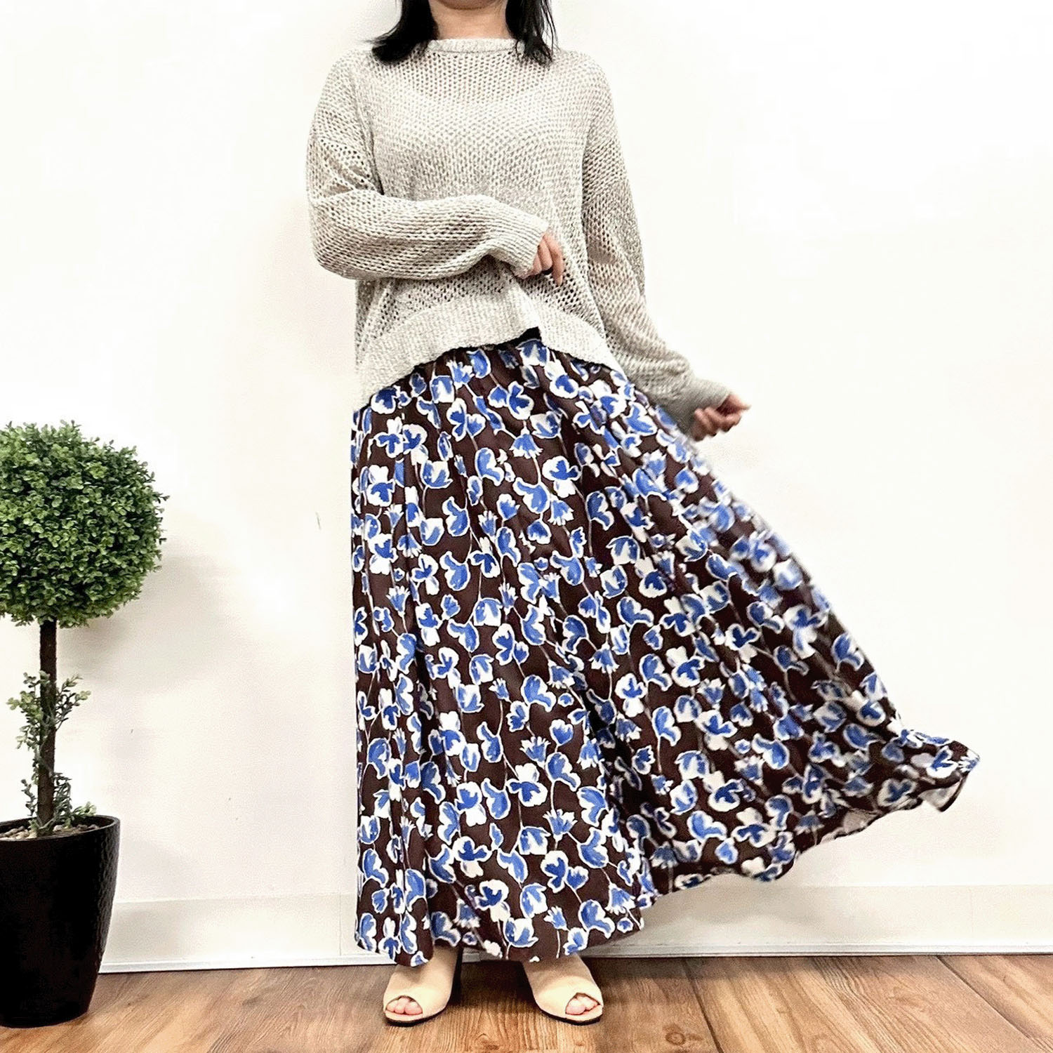 MONiLE ジョーゼット花柄ロングスカート - 画像3