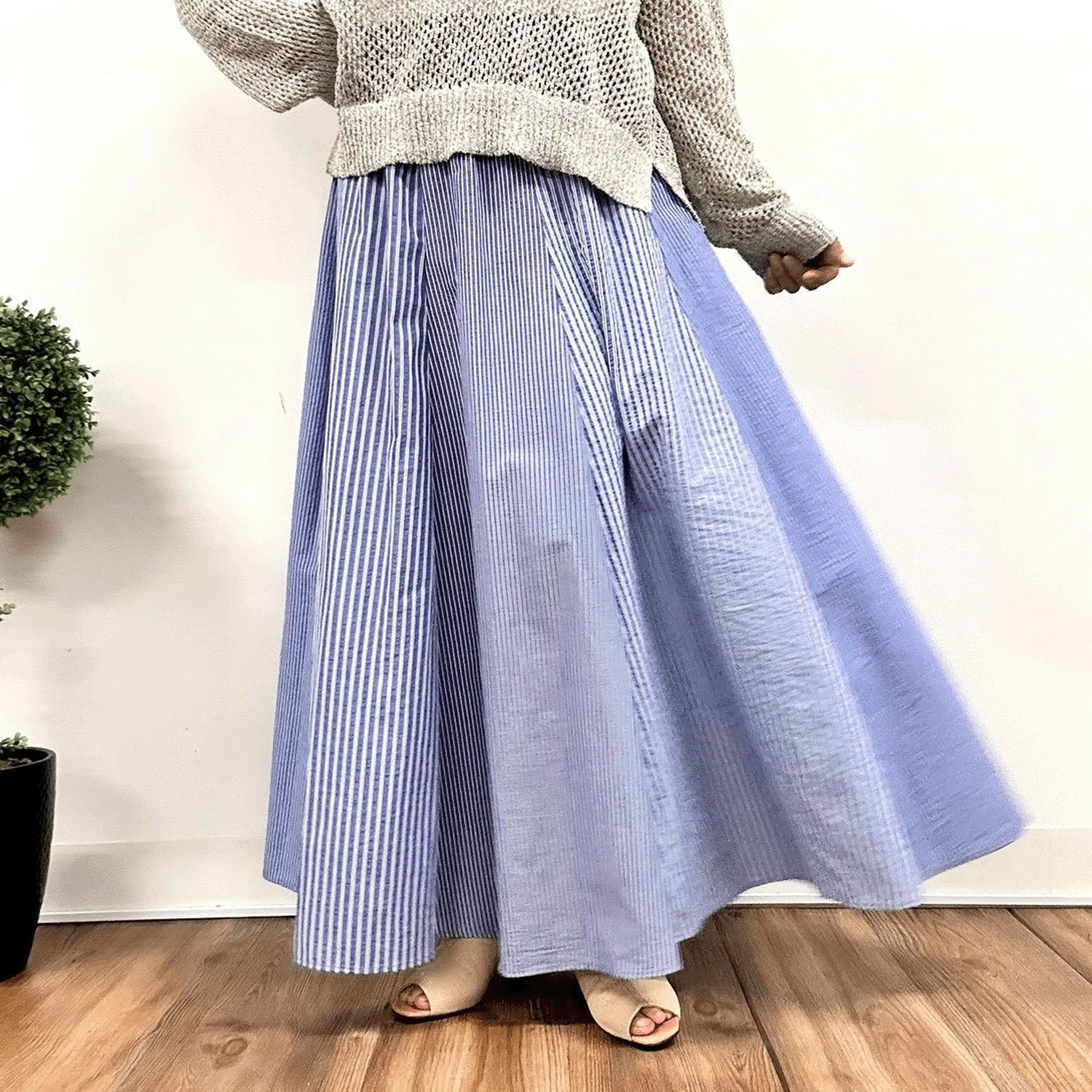 MONiLE サッカーストライプコンビロングスカート - 画像4