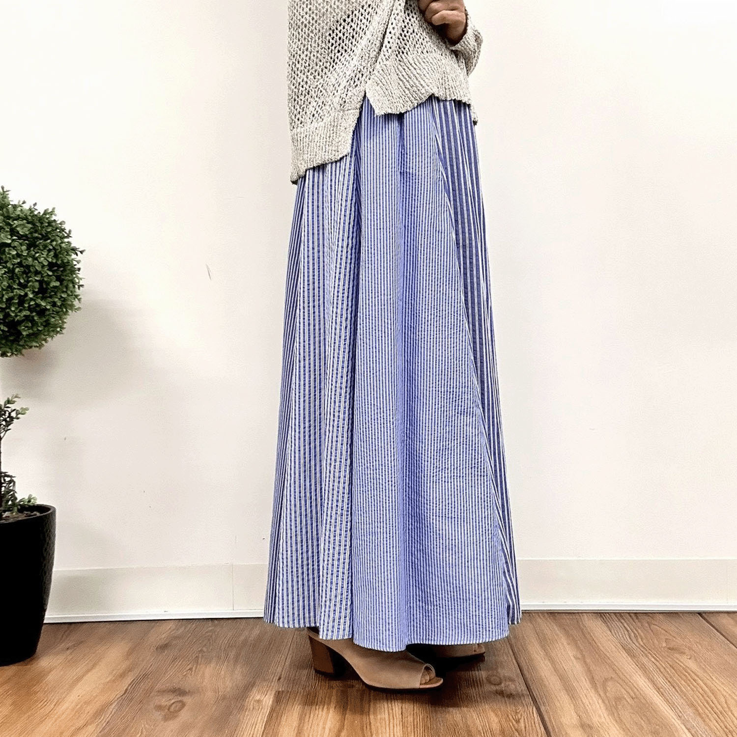 MONiLE サッカーストライプコンビロングスカート - 画像5