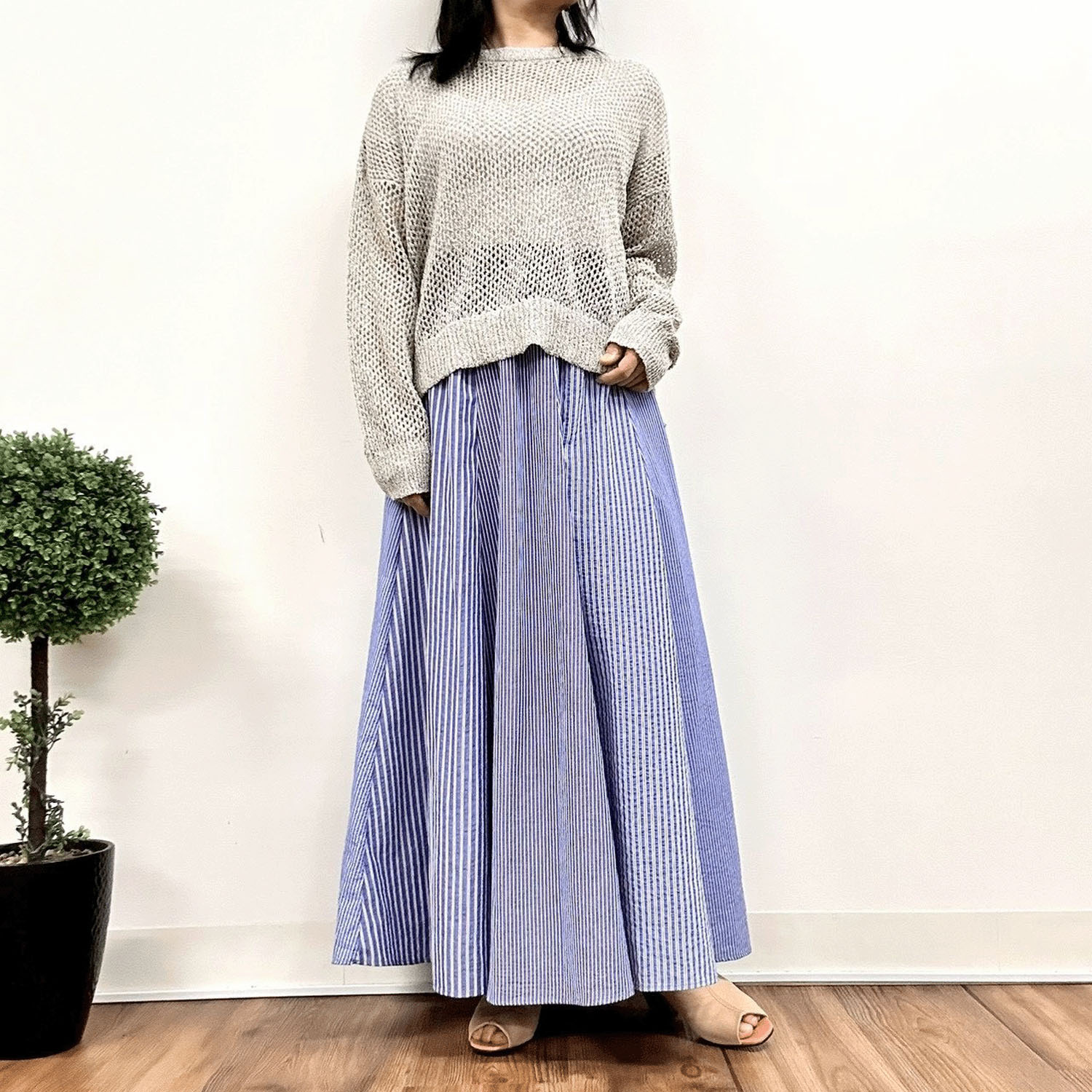 MONiLE サッカーストライプコンビロングスカート - 画像7