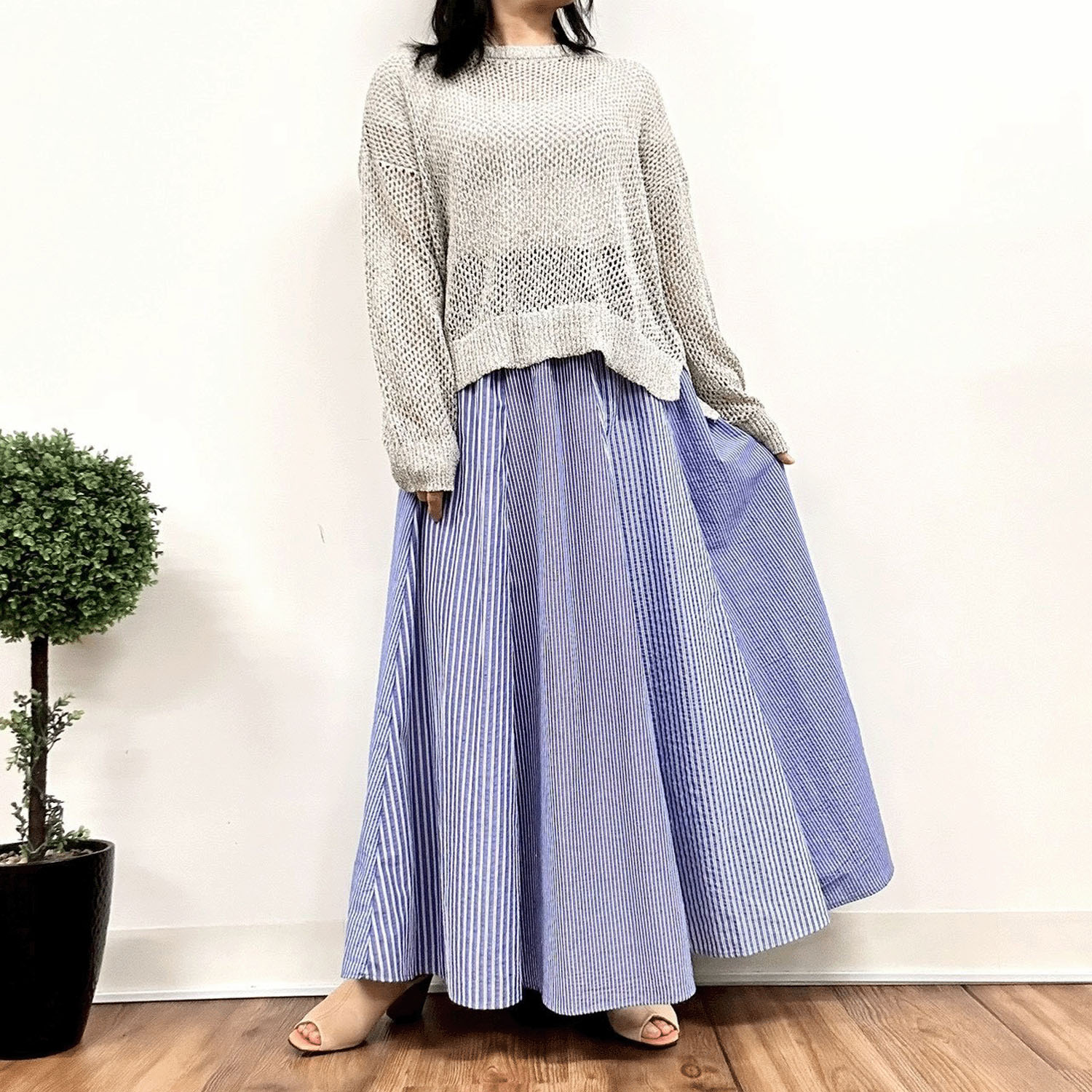 MONiLE サッカーストライプコンビロングスカート - 画像8