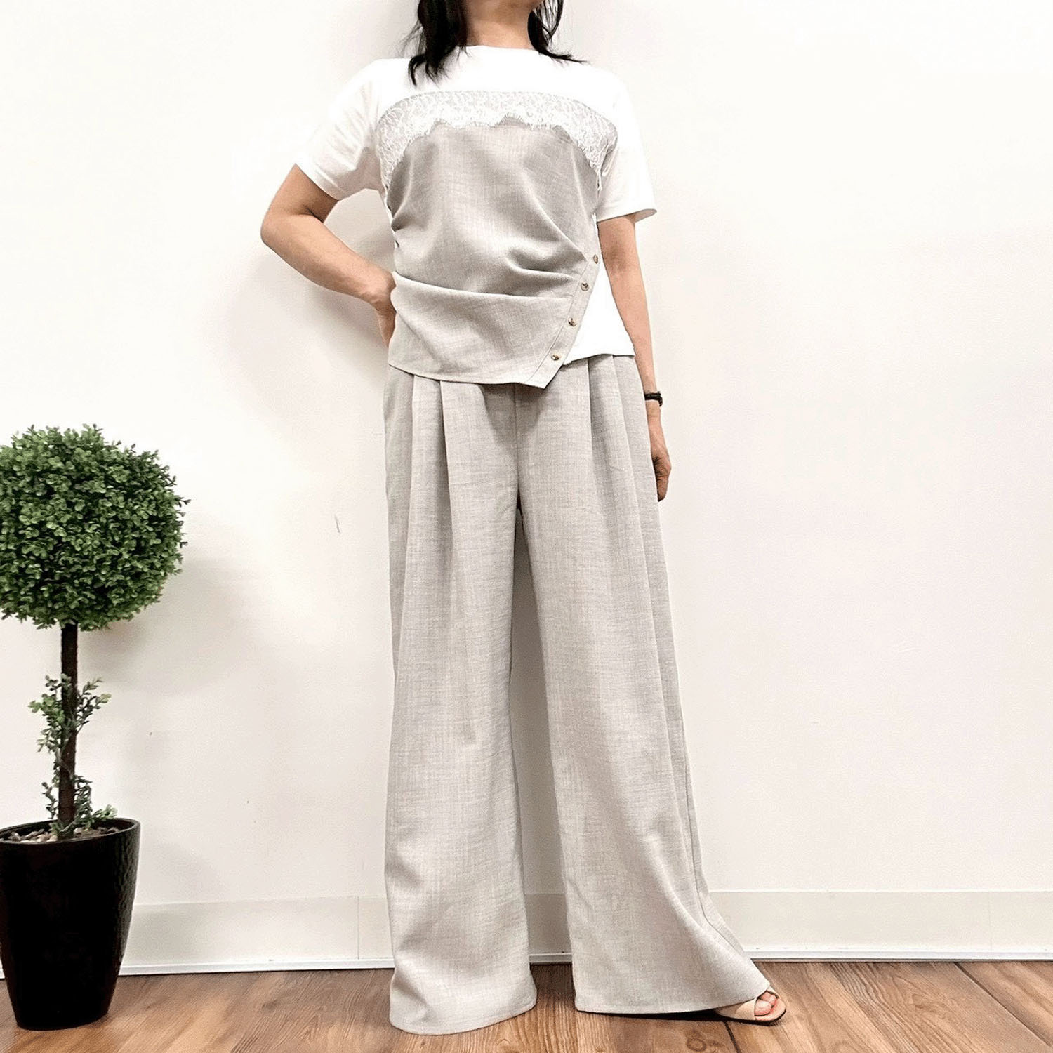 MONiLE レース付麻タッチコンビTシャツ - 画像2