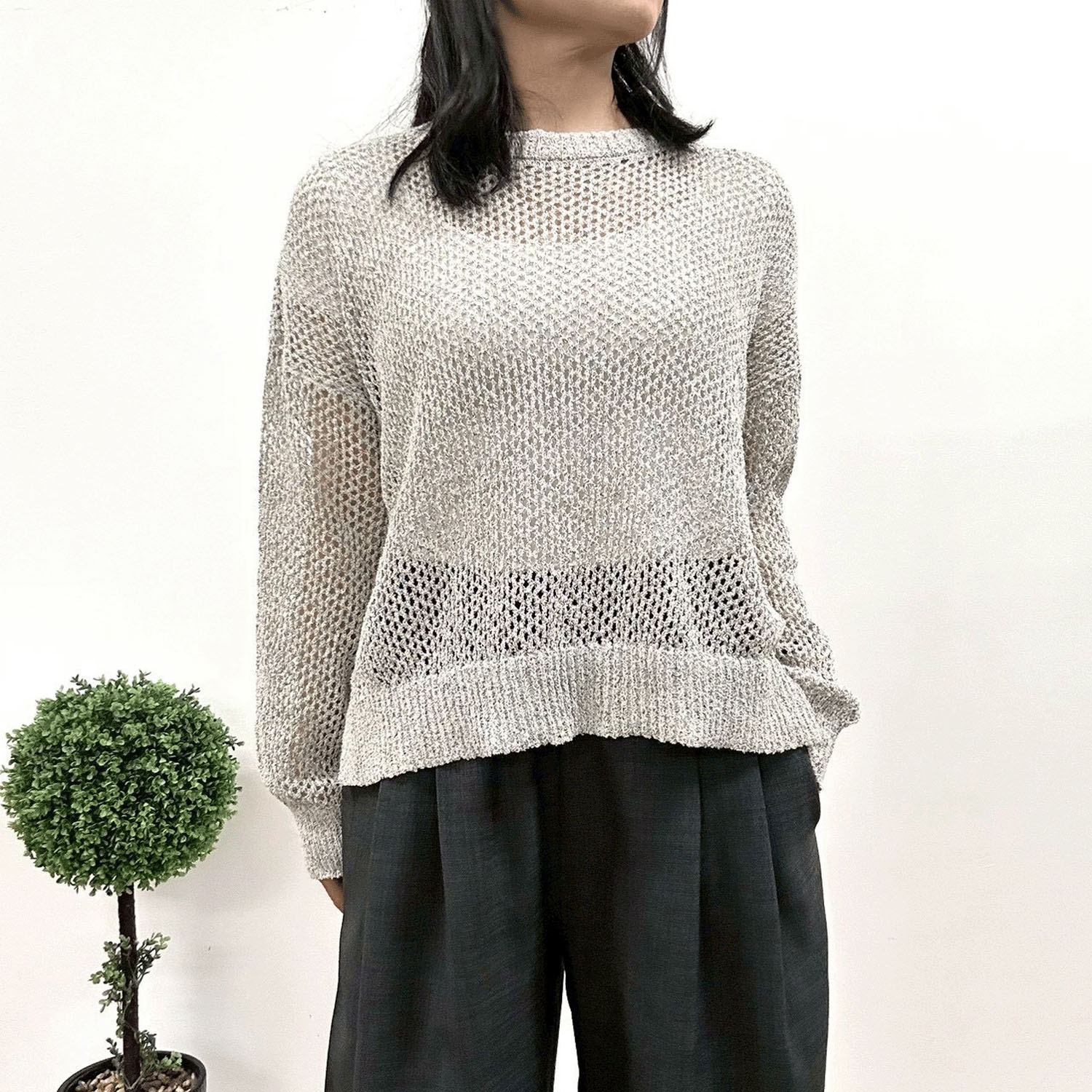 MONiLE 透かし編み長袖ニット