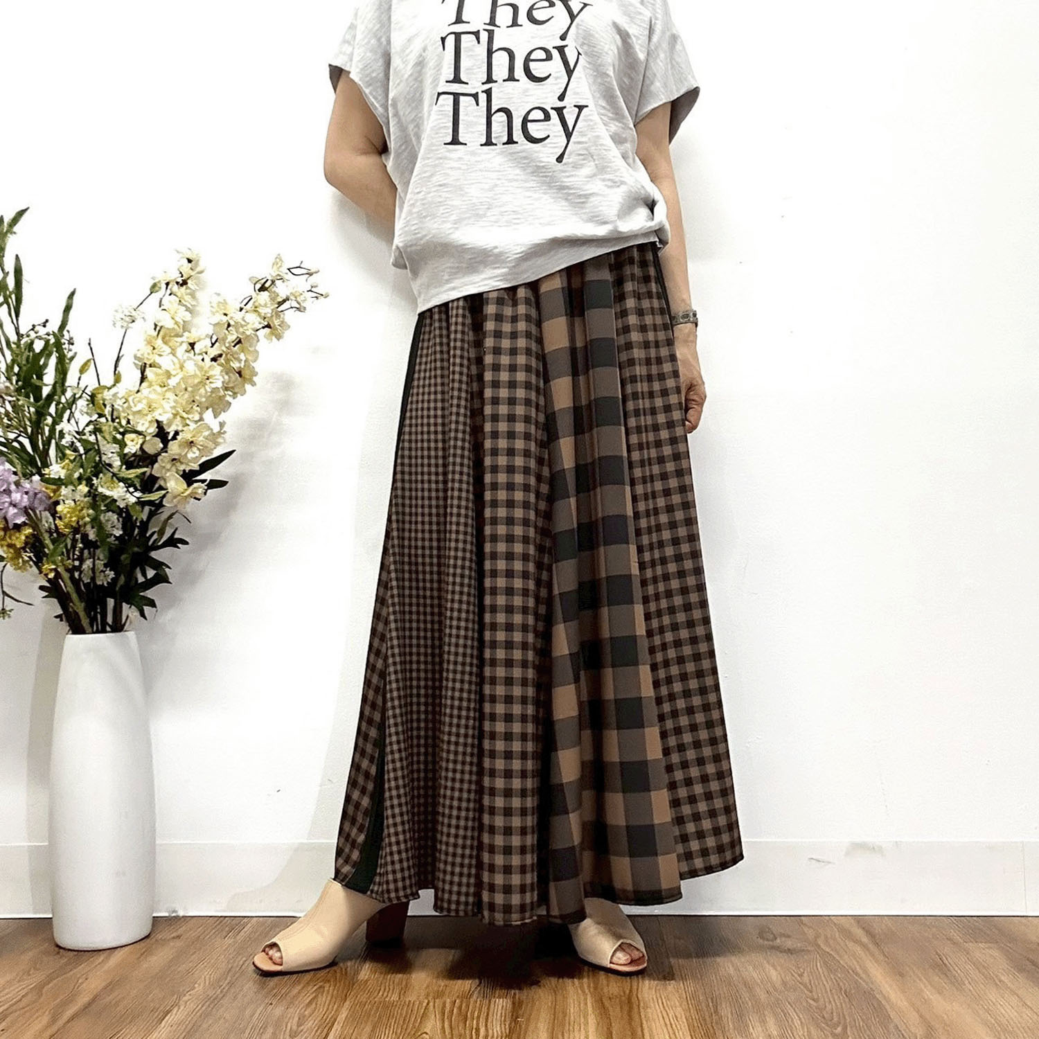 MONiLE ギンガムチェック組み合わせロングスカート