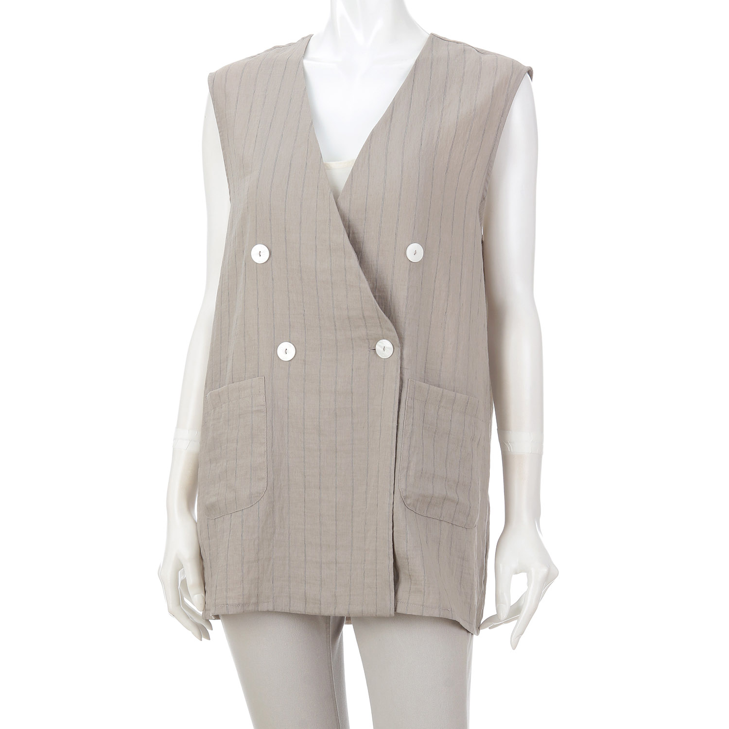 【Insta Live】MONiLE シアーストライプノースリジャケット - 画像5