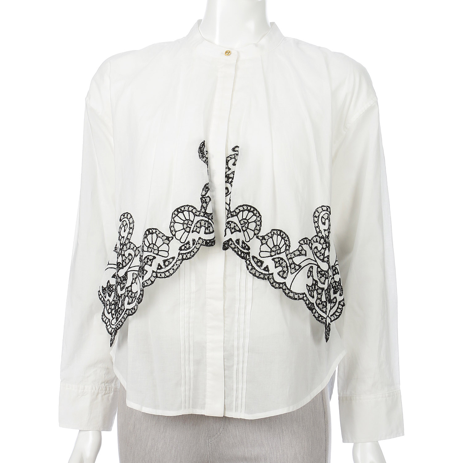 trois 刺繍コットンボイルフラップブラウス - 画像2