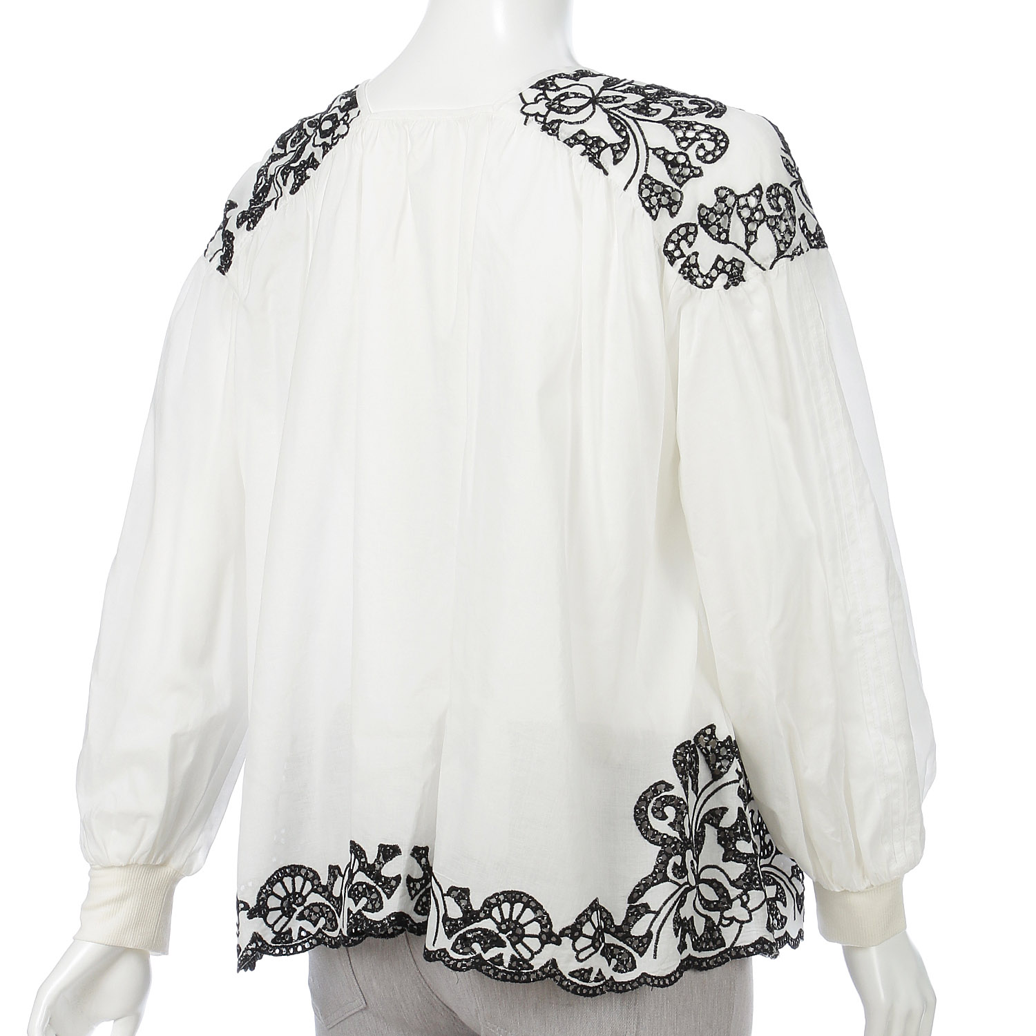 trois 刺繍コットンボイルギャザーブラウス - 画像9