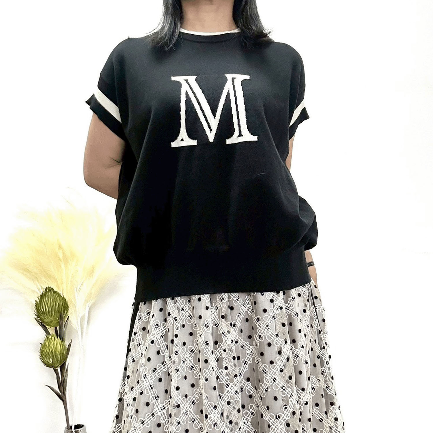 【Insta Live】MONiLE ロゴジャカード半袖ニット - 画像3