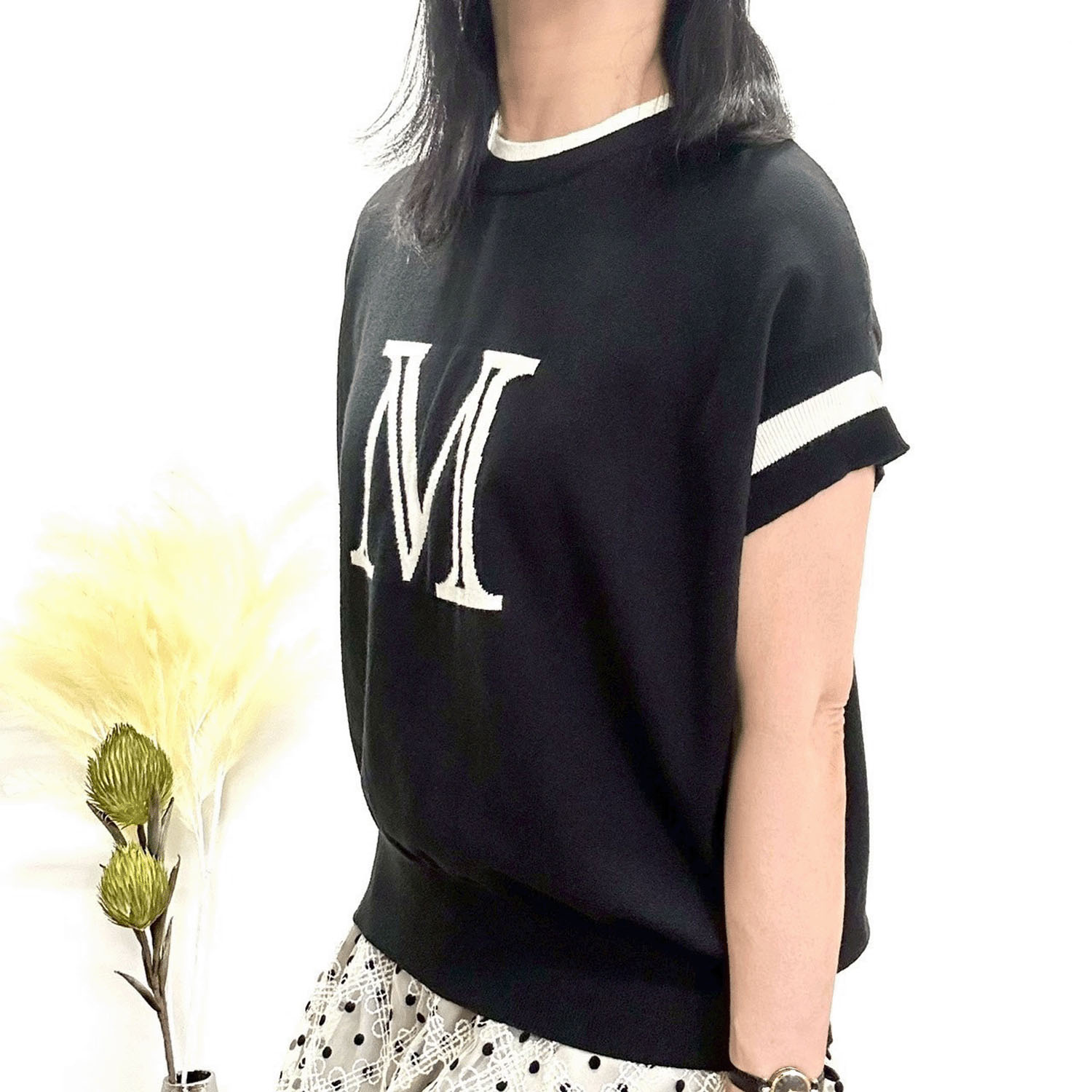 【Insta Live】MONiLE ロゴジャカード半袖ニット - 画像4