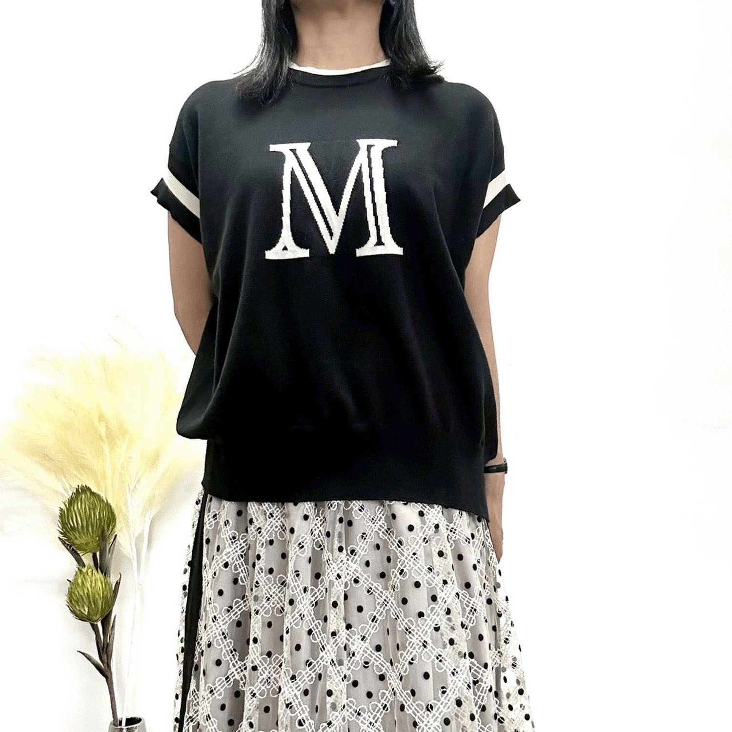 【Insta Live】MONiLE ロゴジャカード半袖ニット